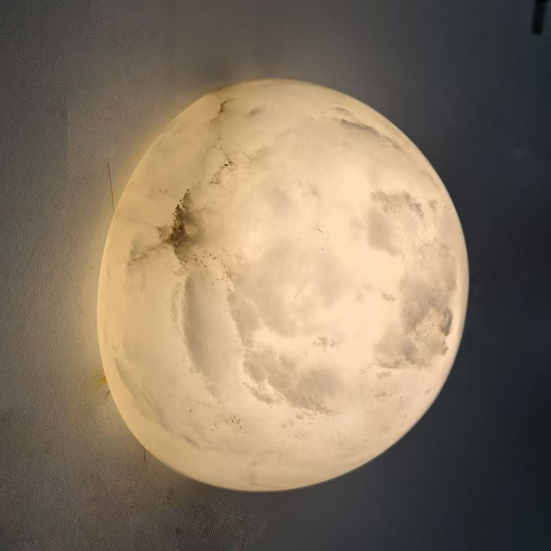 Kristy Minimalist Round Alabaster Wall Lamp - Neutralighting