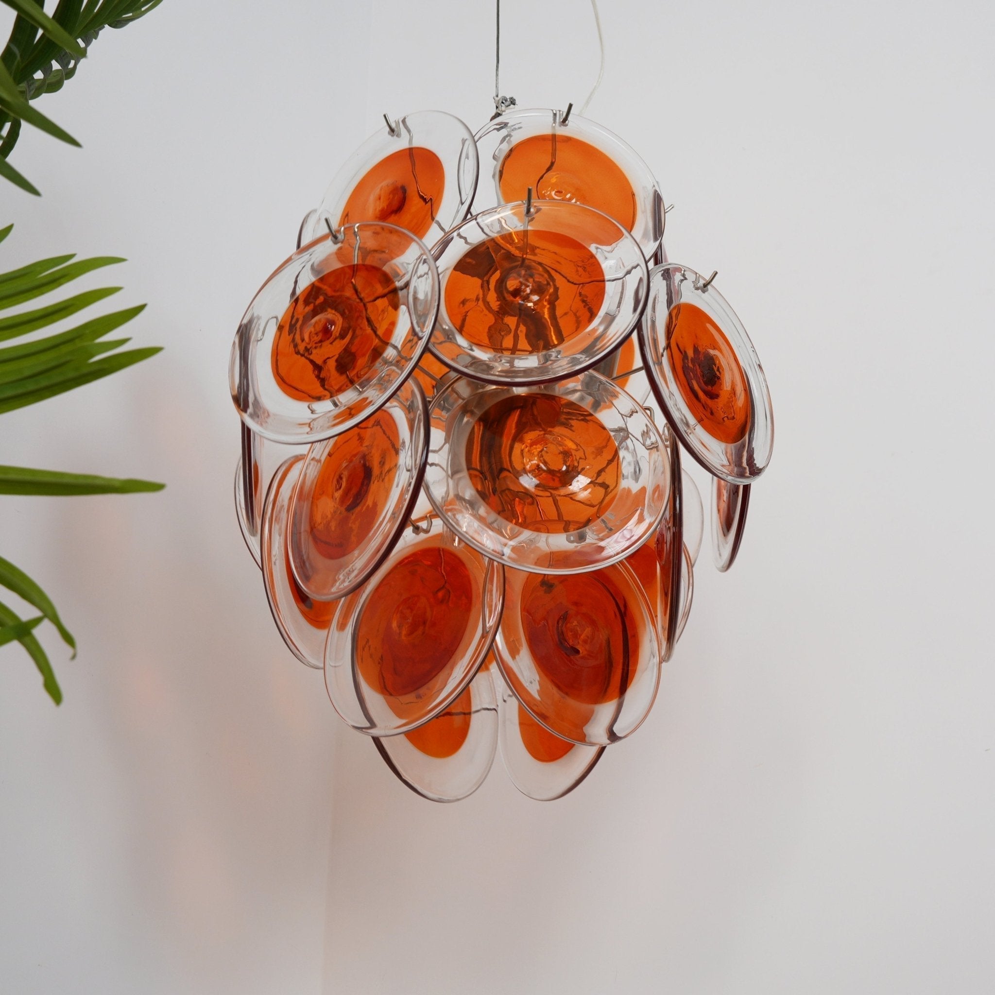 Aurora Chandelier Orange Murano Glass Disc Layered