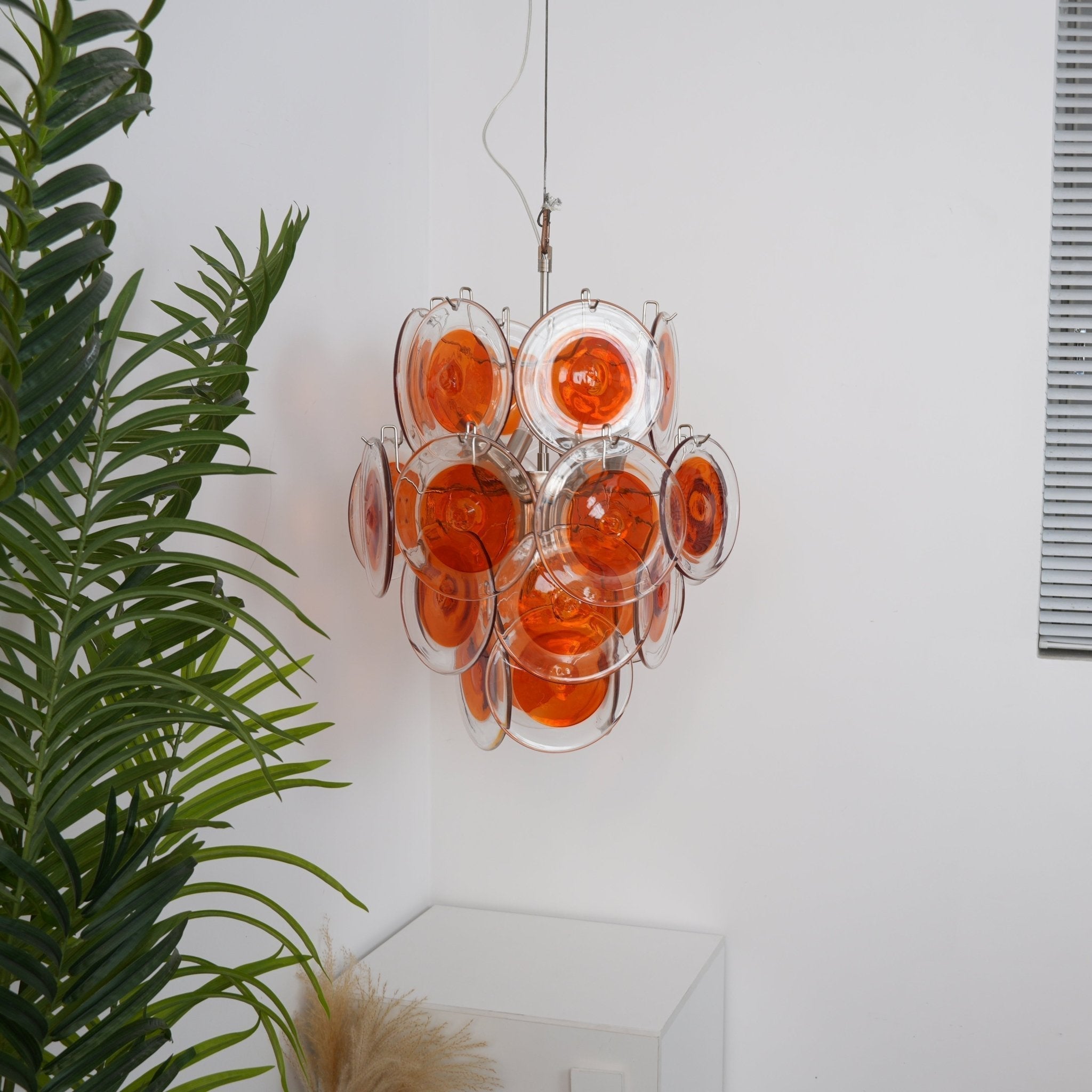 Aurora Chandelier Orange Murano Glass Disc Layered