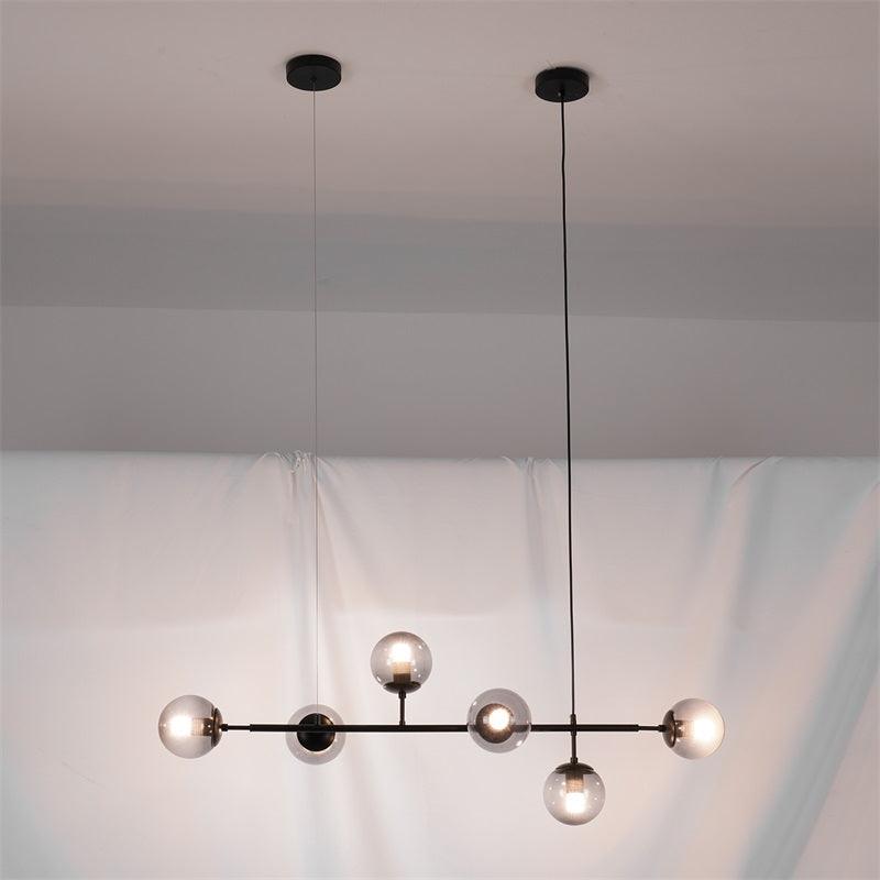 Valentina Industrial Long Linear Metal Hanging Bubble Multi Clear Glass Bulb Bedroom Pendant Light Brass/Black - Neutralighting