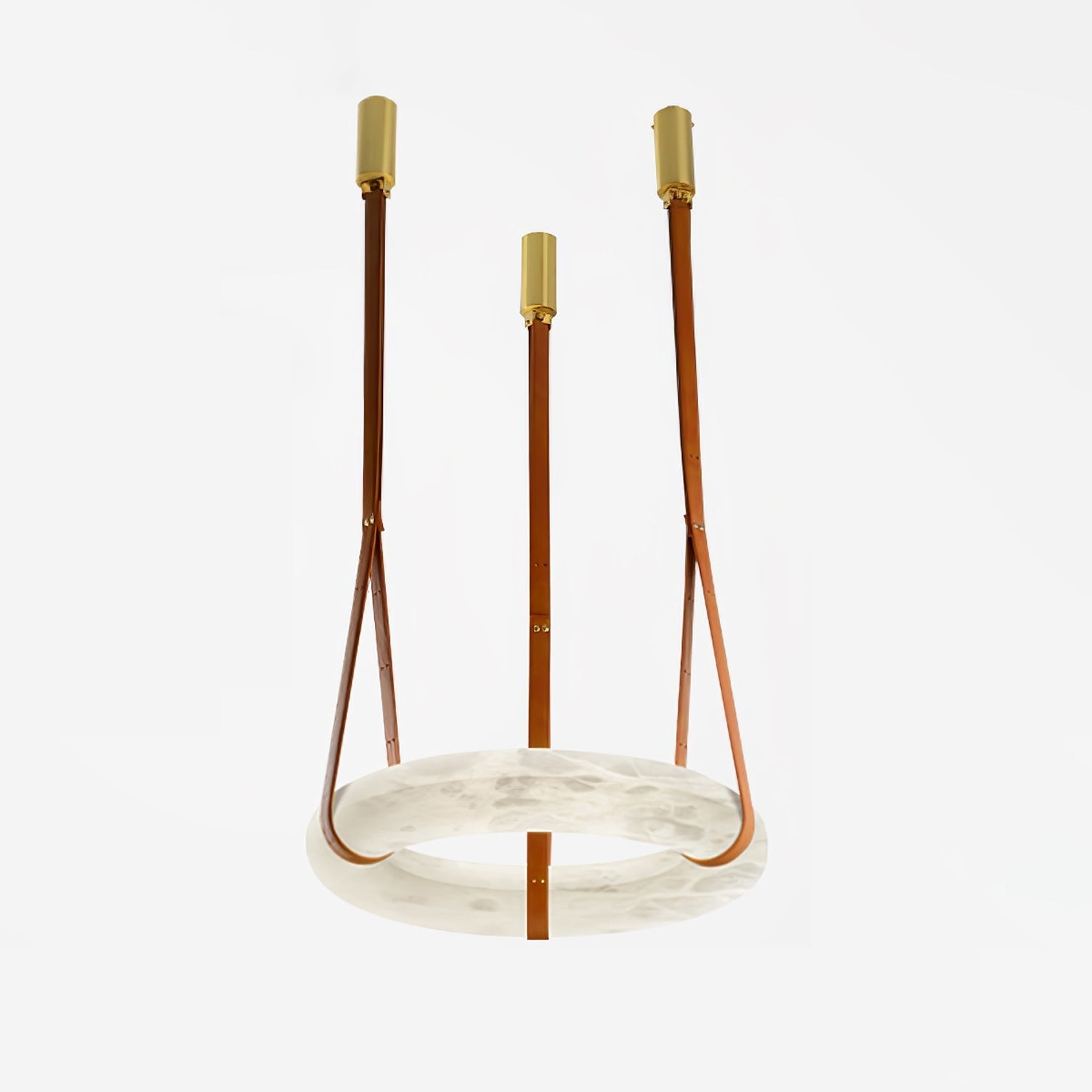Étoile Pendant Light Chandelier Alabaster Ring Triple Leather - Neutralighting