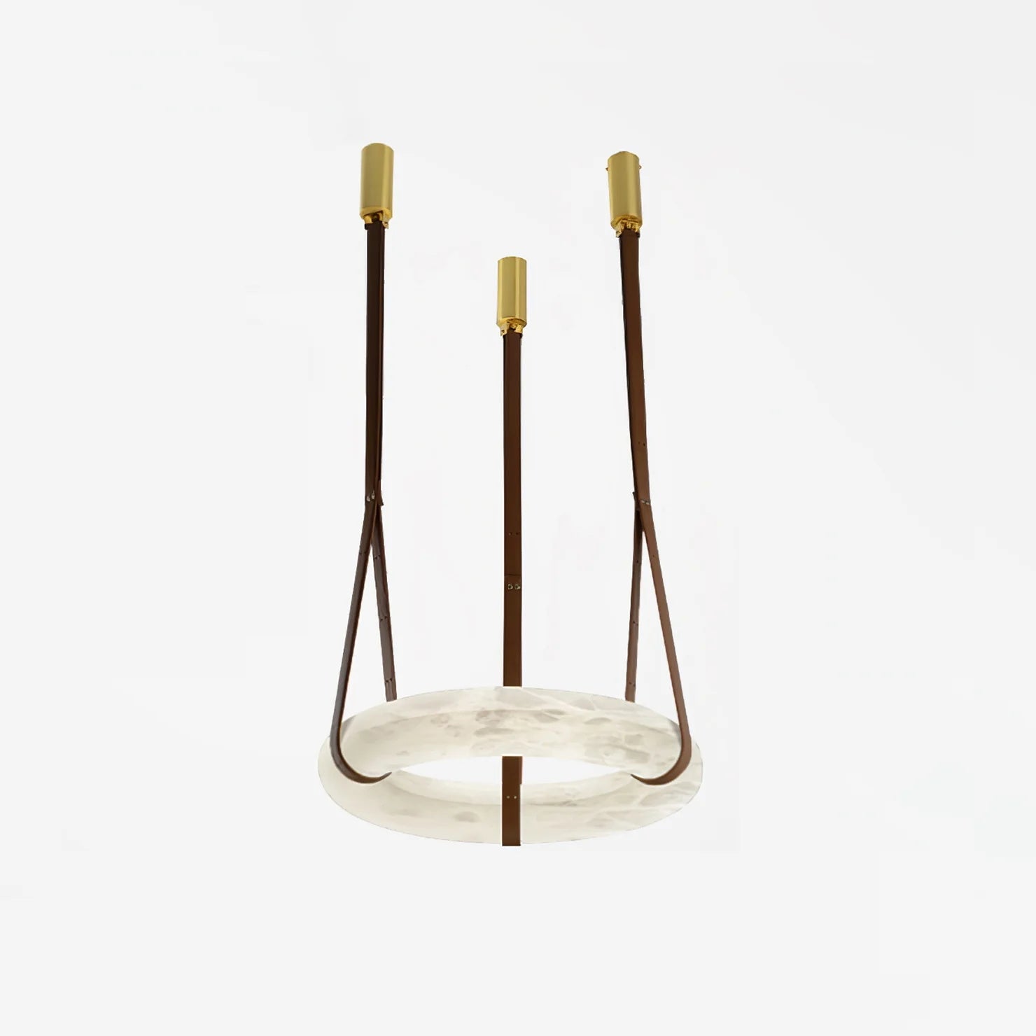 Étoile Pendant Light Chandelier Alabaster Ring Triple Leather - Neutralighting