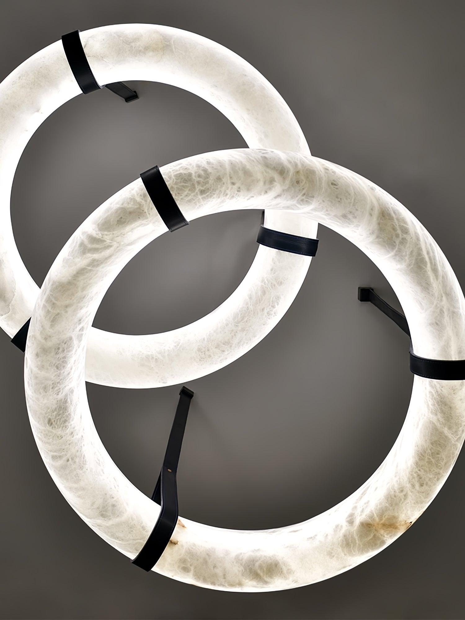 Étoile Pendant Light Alabaster Ring Leather Straps Scandinavian - Neutralighting