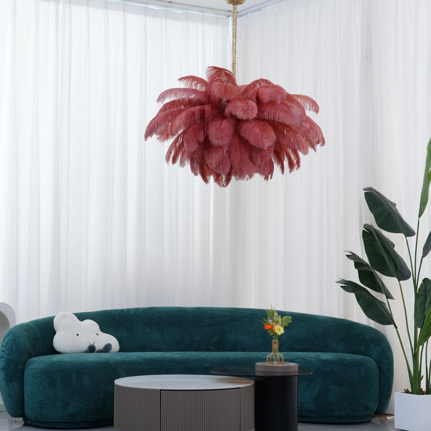 Ostrich Feather Chandelier - Blowlighting
