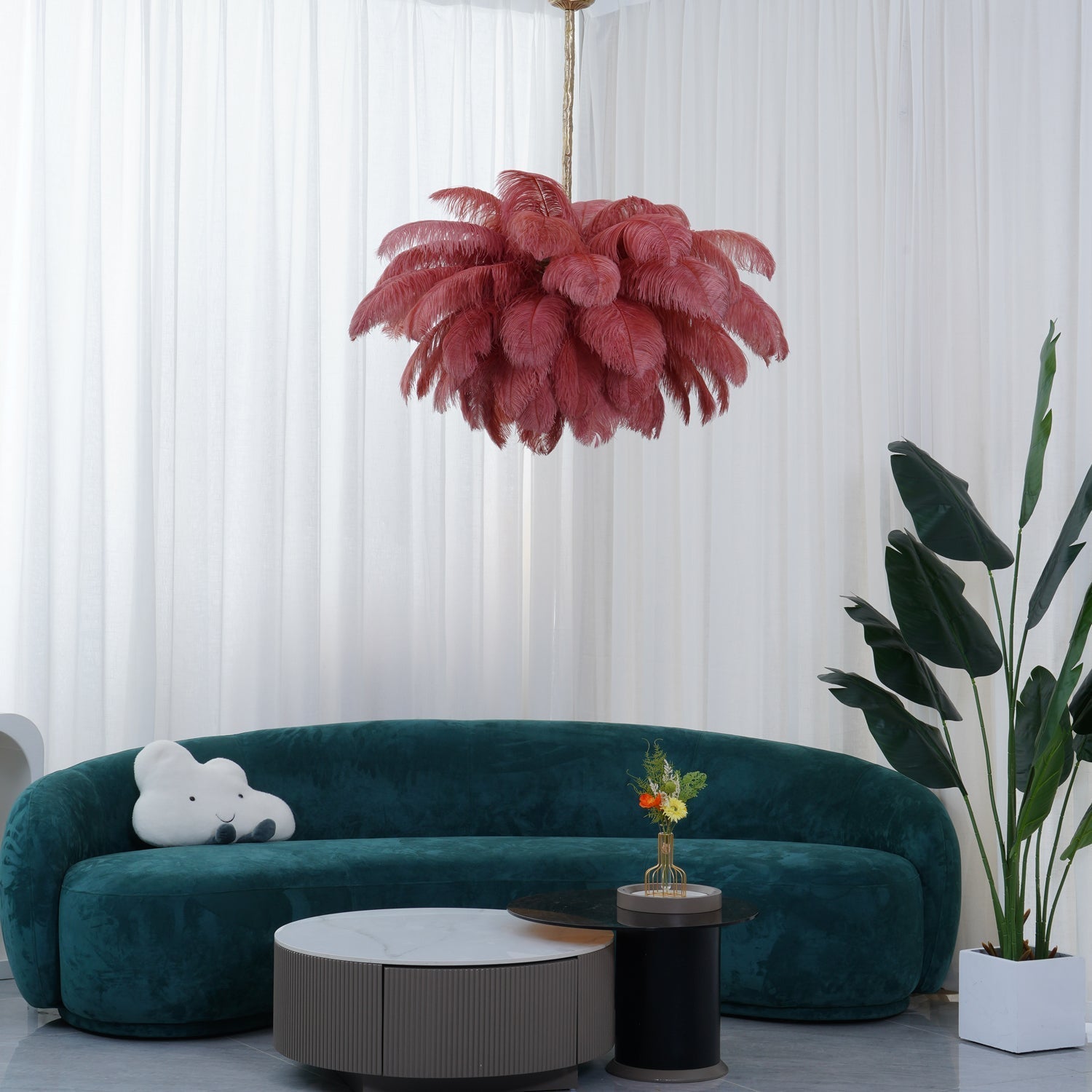 Ostrich Feather Chandelier - Blowlighting