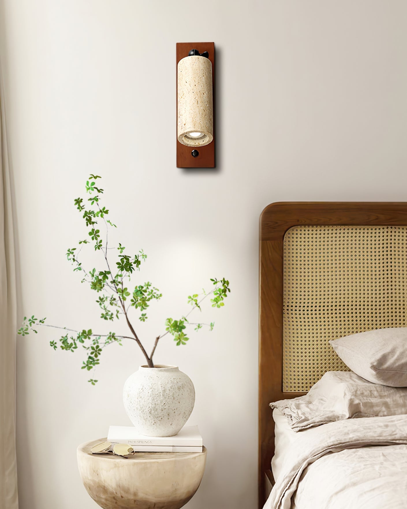Neptune Wall Lamp Spotlight Yellow Travertine Wood - Neutralighting