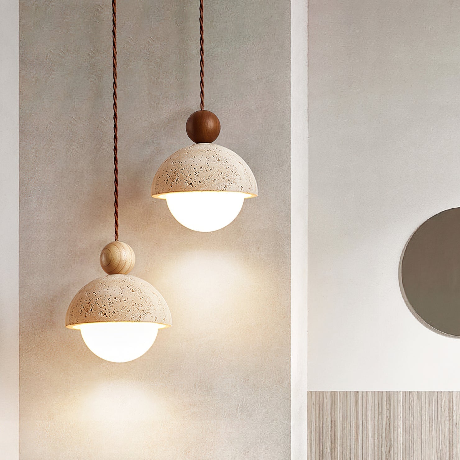 Aria Pendant Light Travertine Dome Glass - Neutralighting