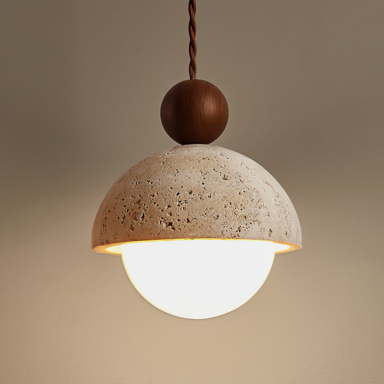 Aria Pendant Light Travertine Dome Glass - Neutralighting