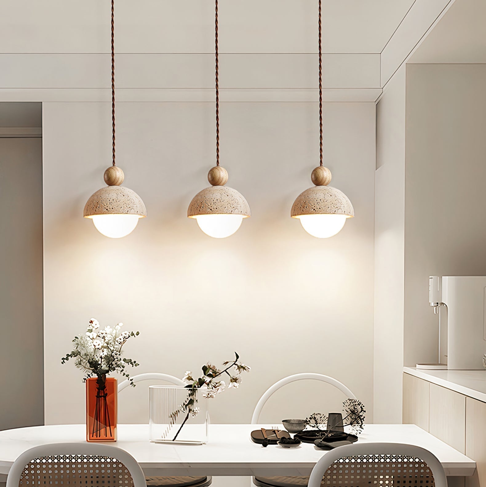 Aria Pendant Light Travertine Dome Glass - Neutralighting
