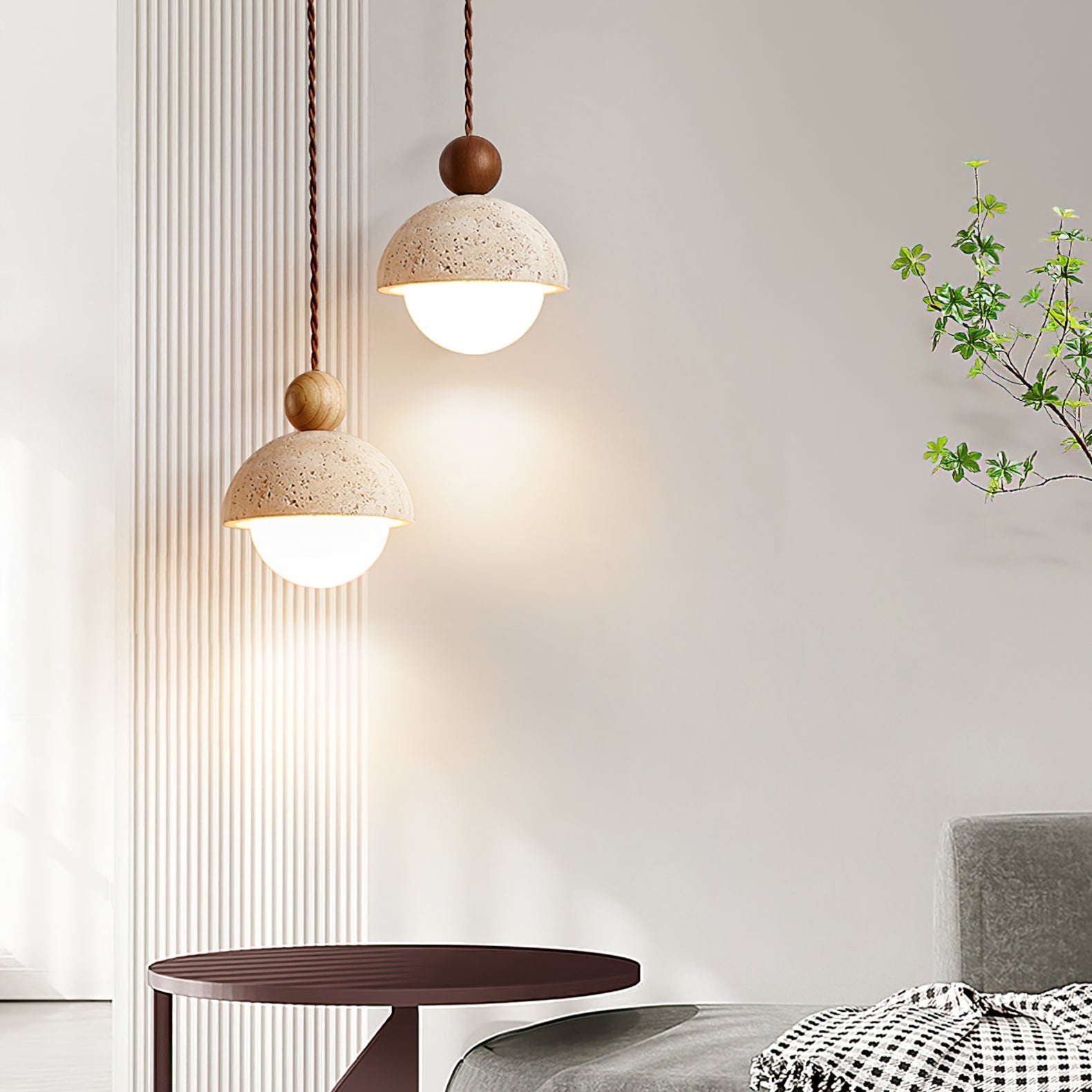 Aria Pendant Light Travertine Dome Glass - Neutralighting