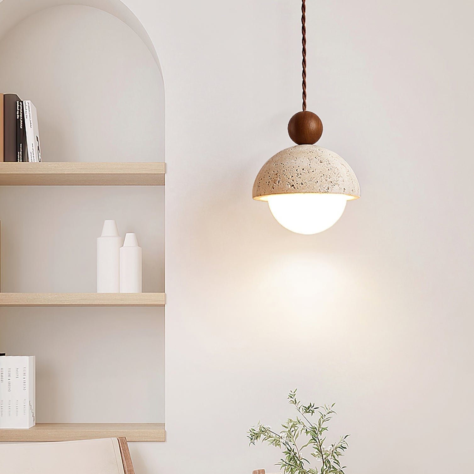 Aria Pendant Light Travertine Dome Glass - Neutralighting