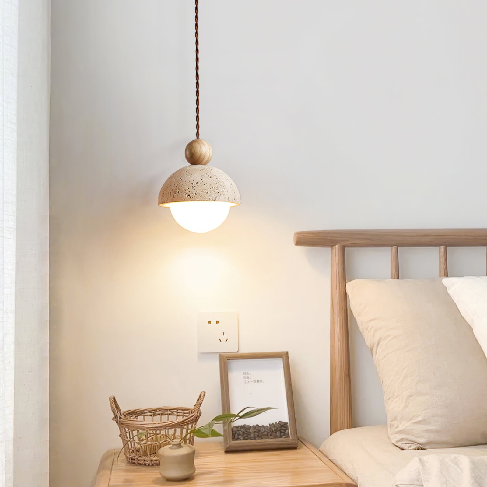 Vaire Pendant Light Travertine Dome Glass - Neutralighting