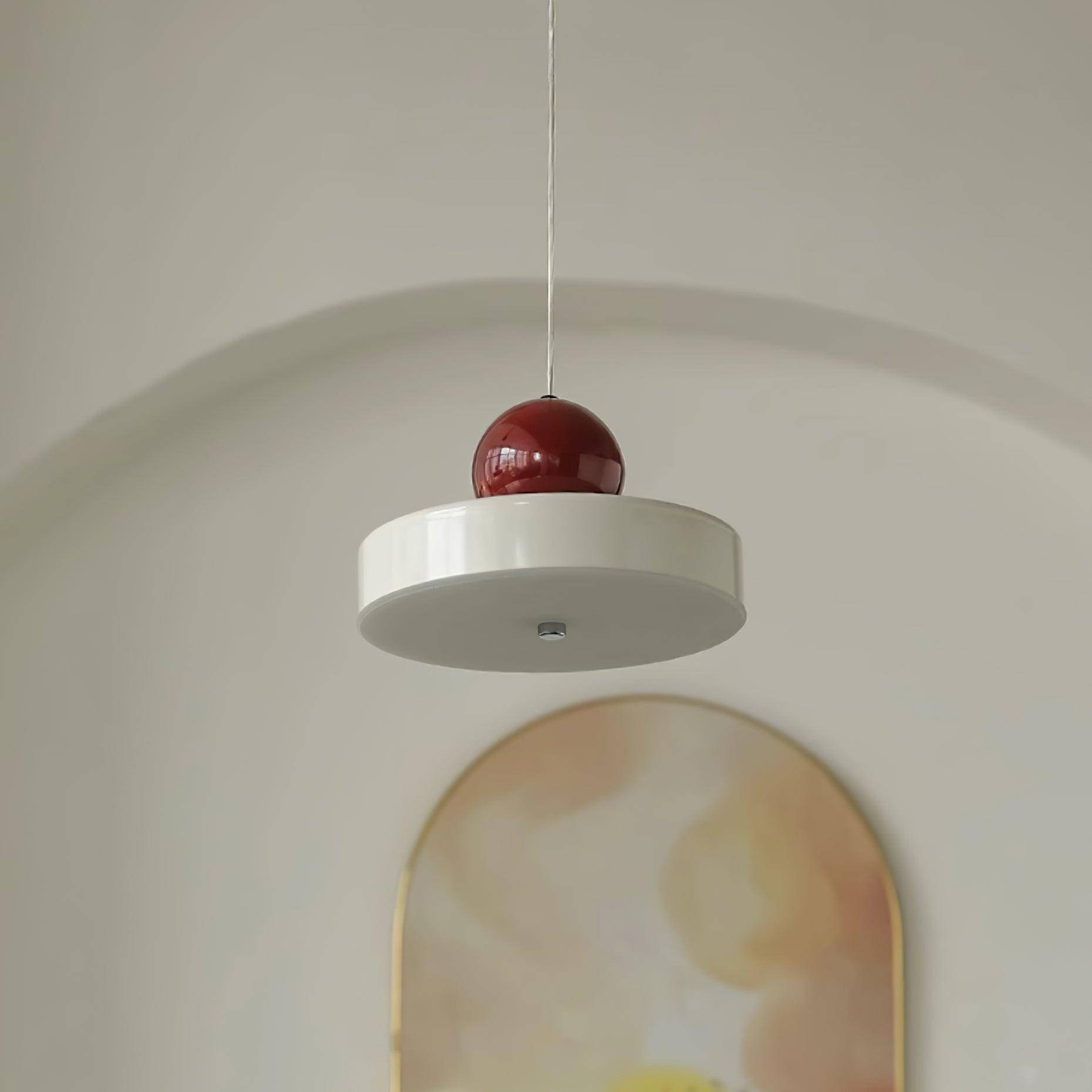 Pendant Lamp Metal Body Red Sphere Shade Modern Retro Accent - Neutralighting