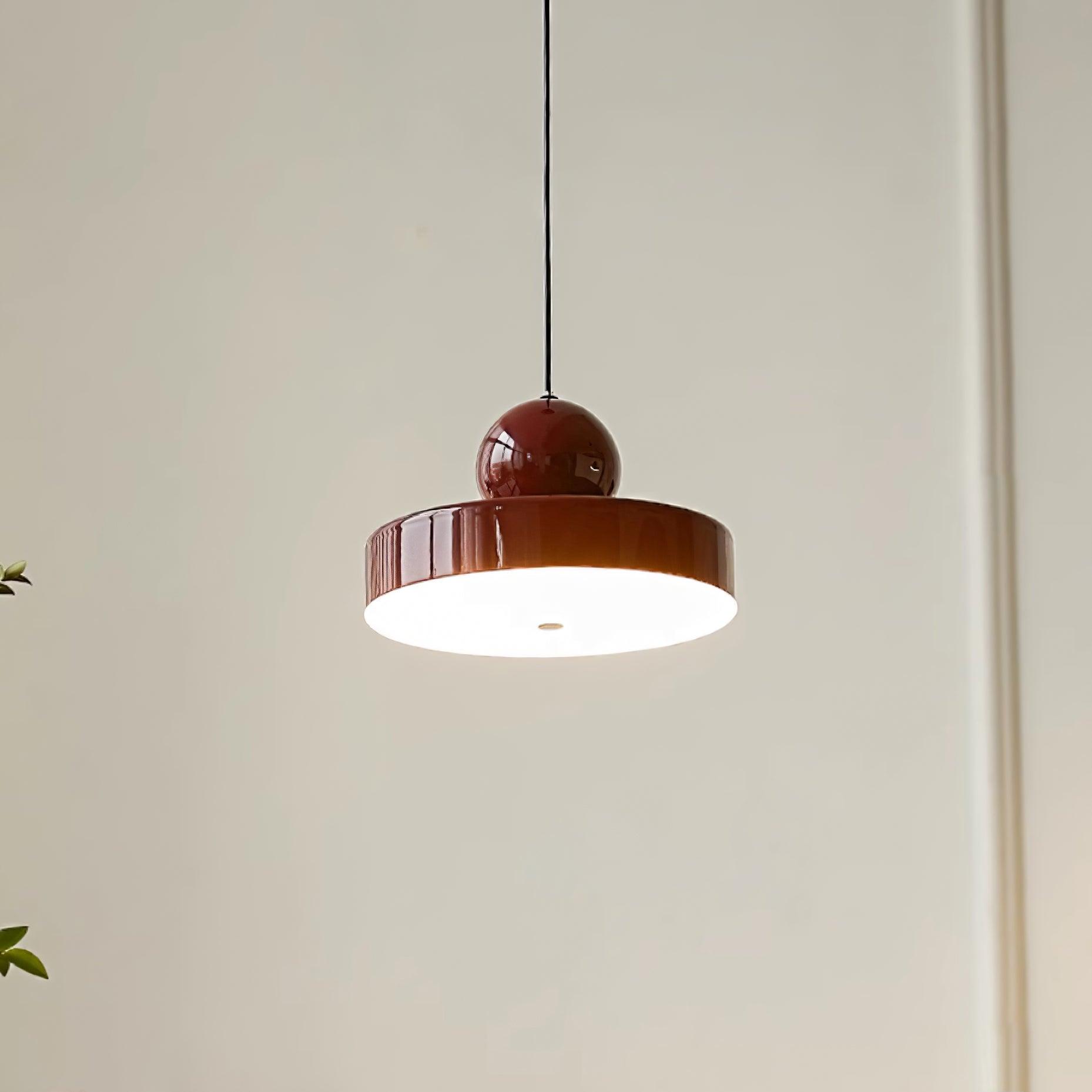 Pendant Lamp Metal Body Red Sphere Shade Modern Retro Accent - Neutralighting
