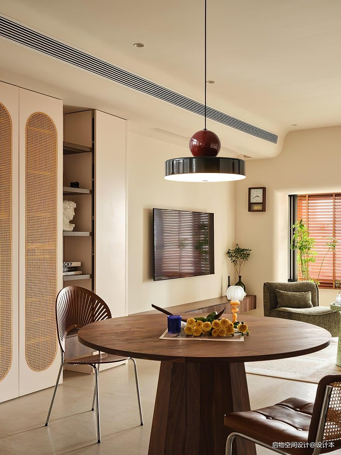Pendant Lamp Metal Body Red Sphere Shade Modern Retro Accent - Neutralighting