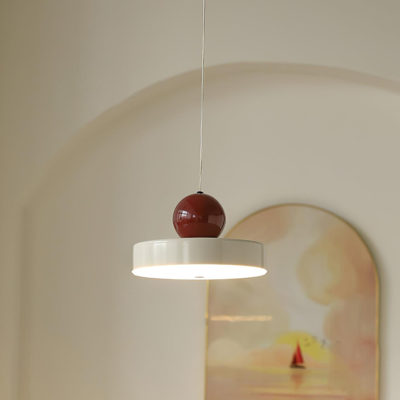 Pendant Lamp Metal Body Red Sphere Shade Modern Retro Accent - Neutralighting