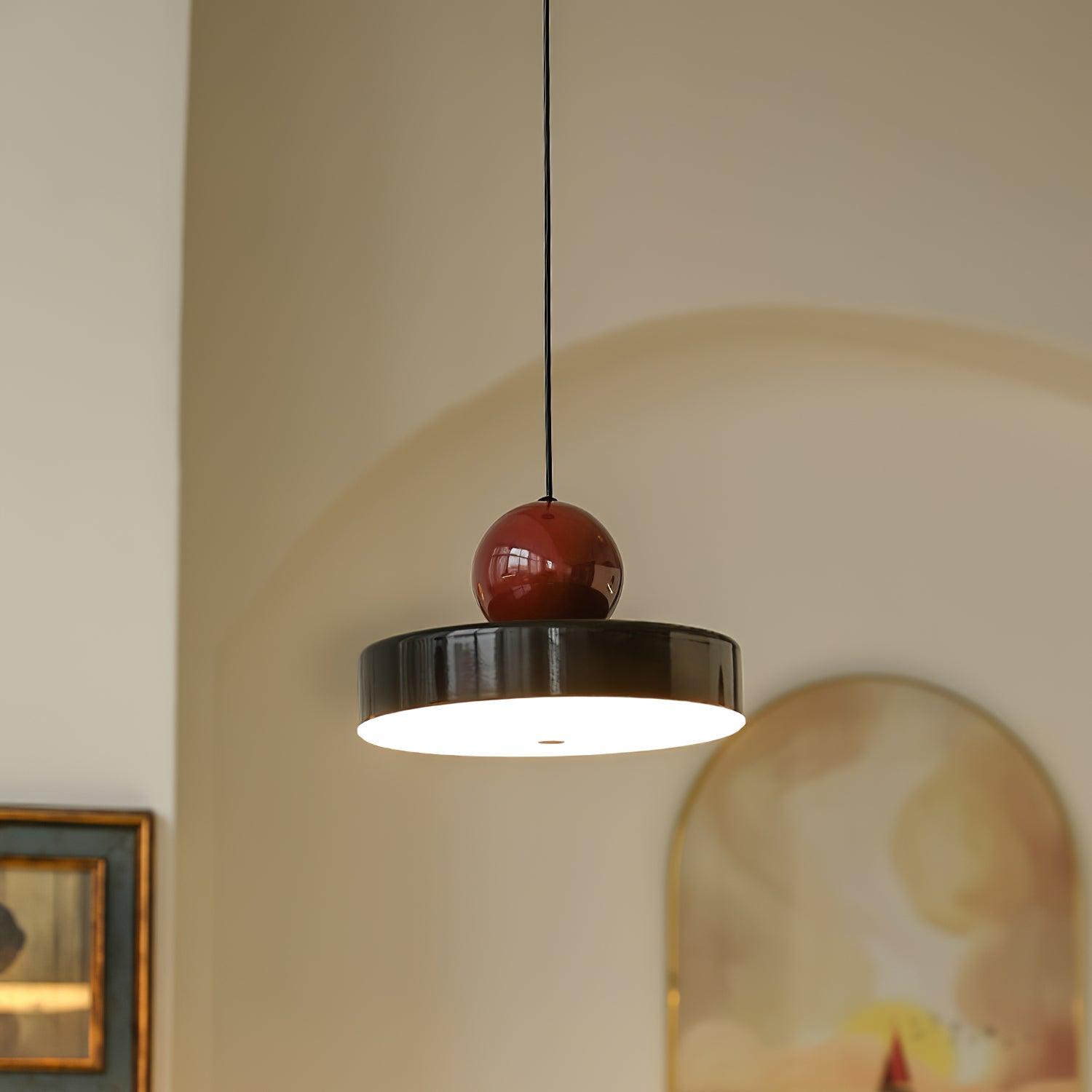 Pendant Lamp Metal Body Red Sphere Shade Modern Retro Accent - Neutralighting