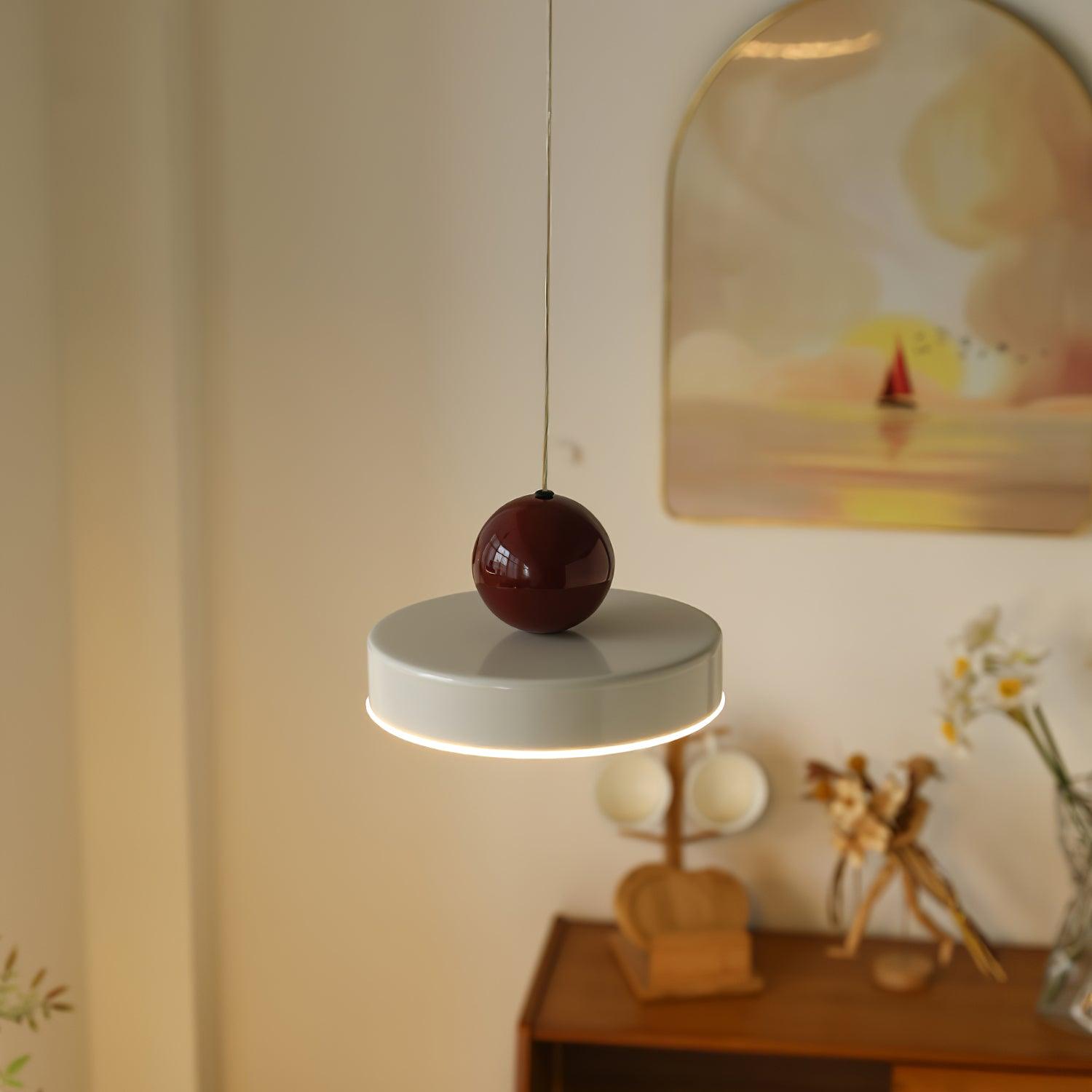 Pendant Lamp Metal Body Red Sphere Shade Modern Retro Accent - Neutralighting