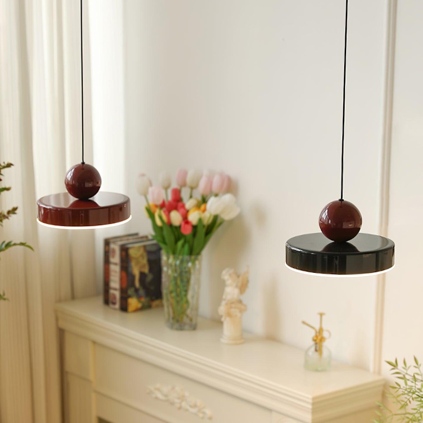 Pendant Lamp Metal Body Red Sphere Shade Modern Retro Accent - Neutralighting