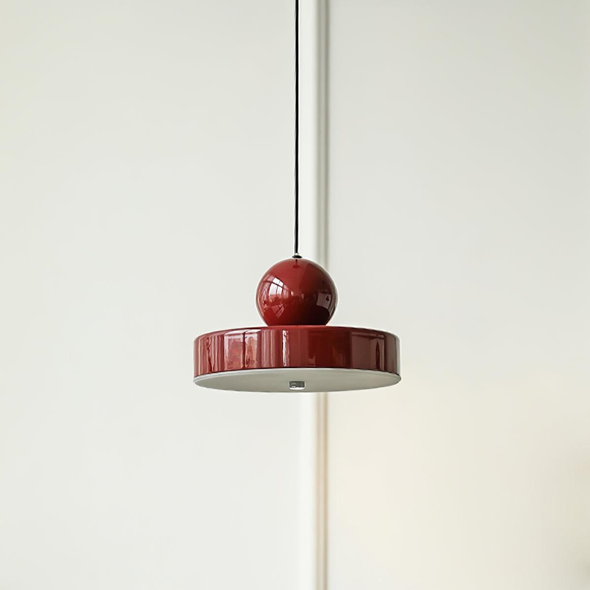 Pendant Lamp Metal Body Red Sphere Shade Modern Retro Accent - Neutralighting