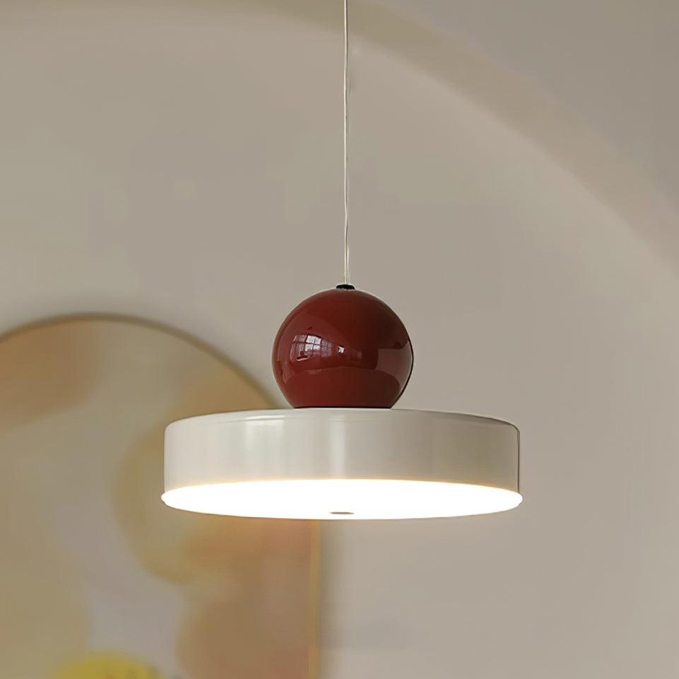 Pendant Lamp Metal Body Red Sphere Shade Modern Retro Accent - Neutralighting