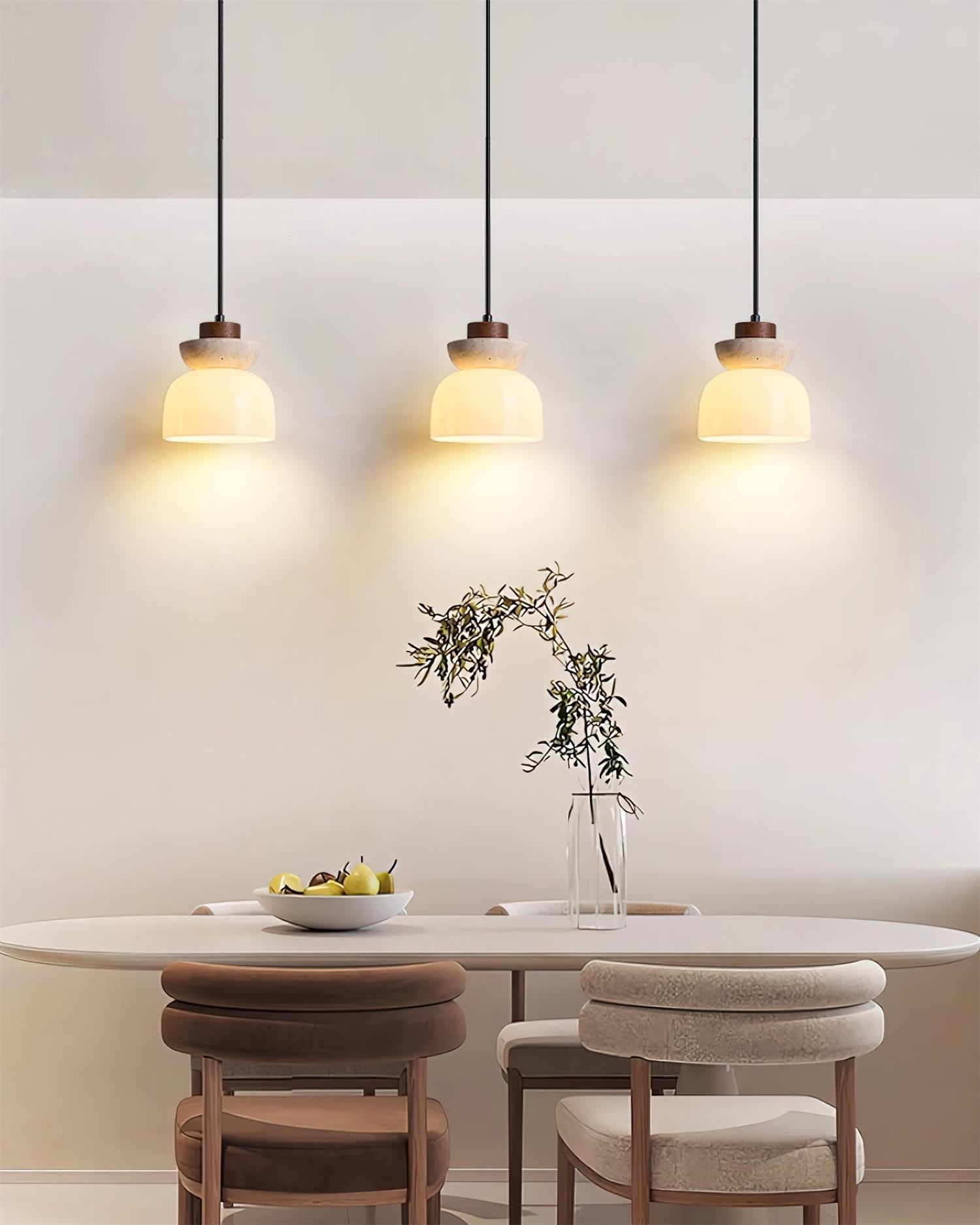 Ritta Travertine Dome Glass Pendant Light - Neutralighting