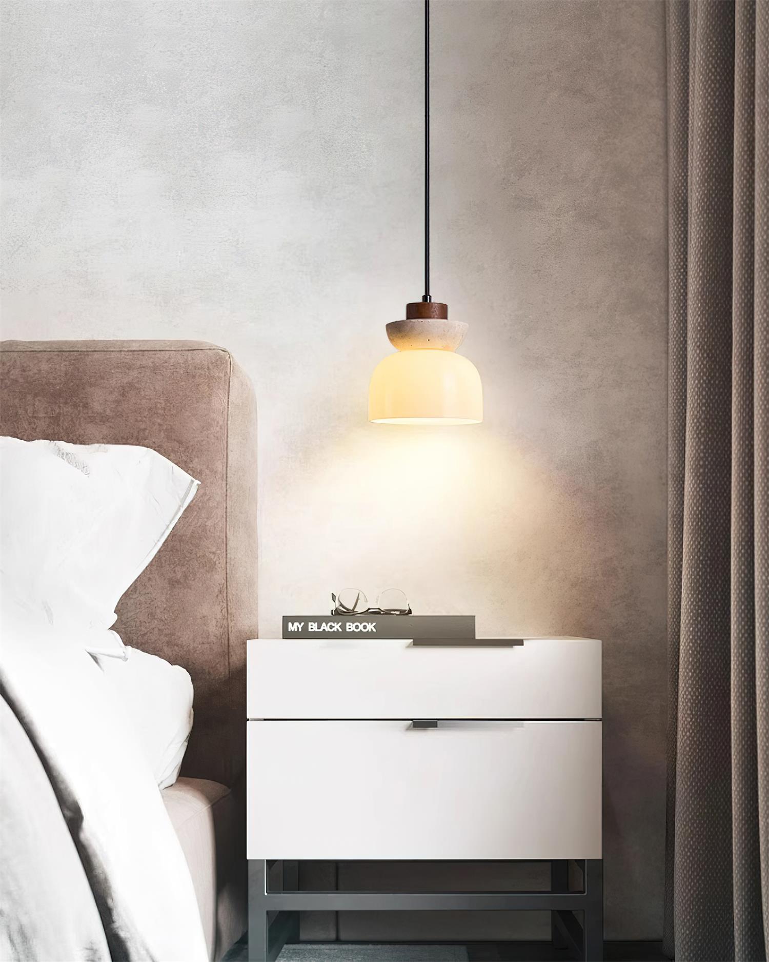 Ritta Travertine Dome Glass Pendant Light - Neutralighting