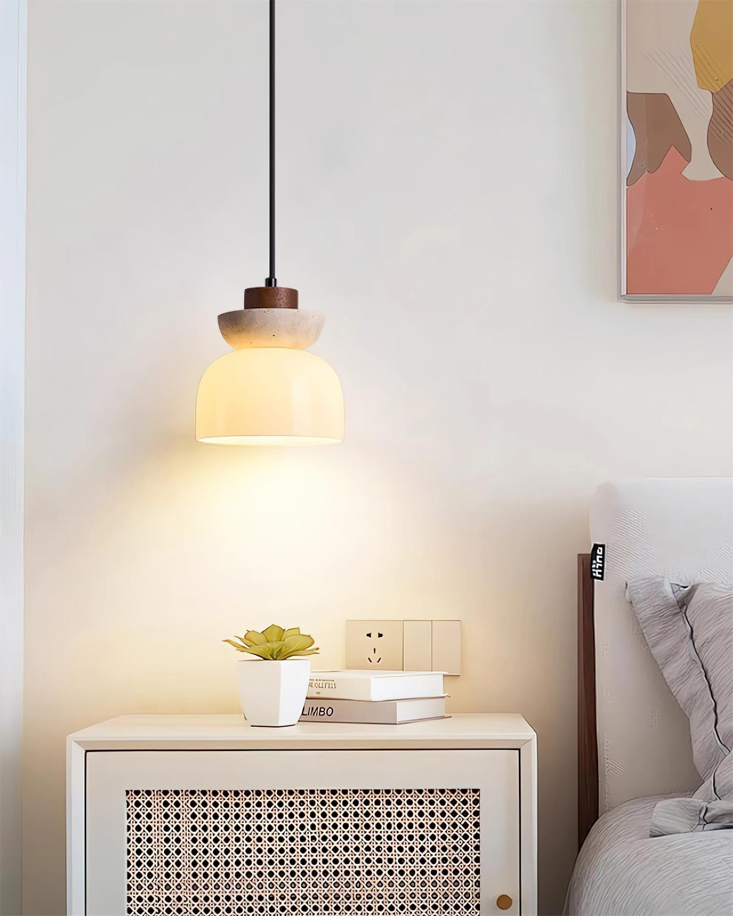 Ritta Travertine Dome Glass Pendant Light - Neutralighting