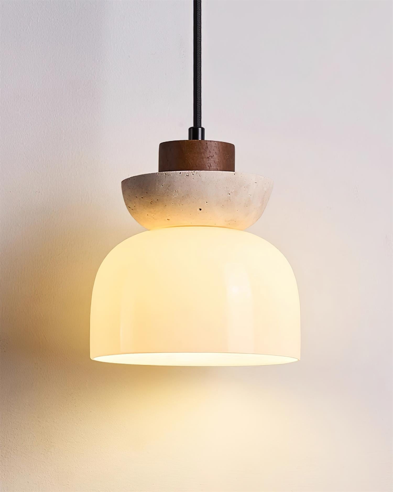 Ritta Travertine Dome Glass Pendant Light - Neutralighting