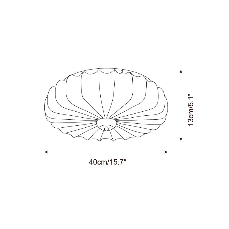 Ceiling Lamp Fabric Shade Pleated Lotus Shape Wooden Canopy - Neutralighting