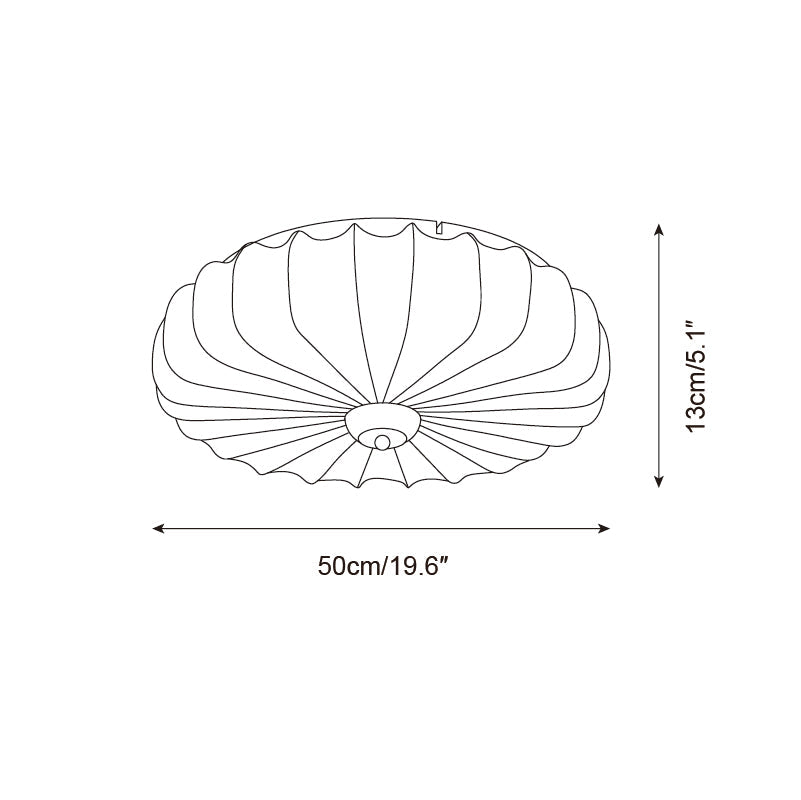 Ceiling Lamp Fabric Shade Pleated Lotus Shape Wooden Canopy - Neutralighting