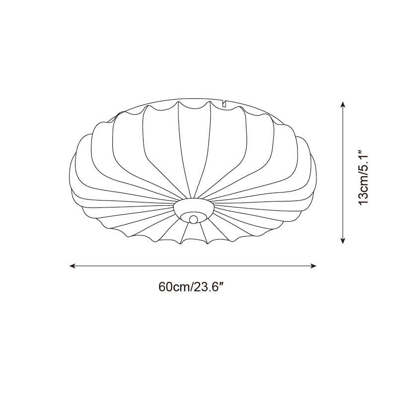 Ceiling Lamp Fabric Shade Pleated Lotus Shape Wooden Canopy - Neutralighting