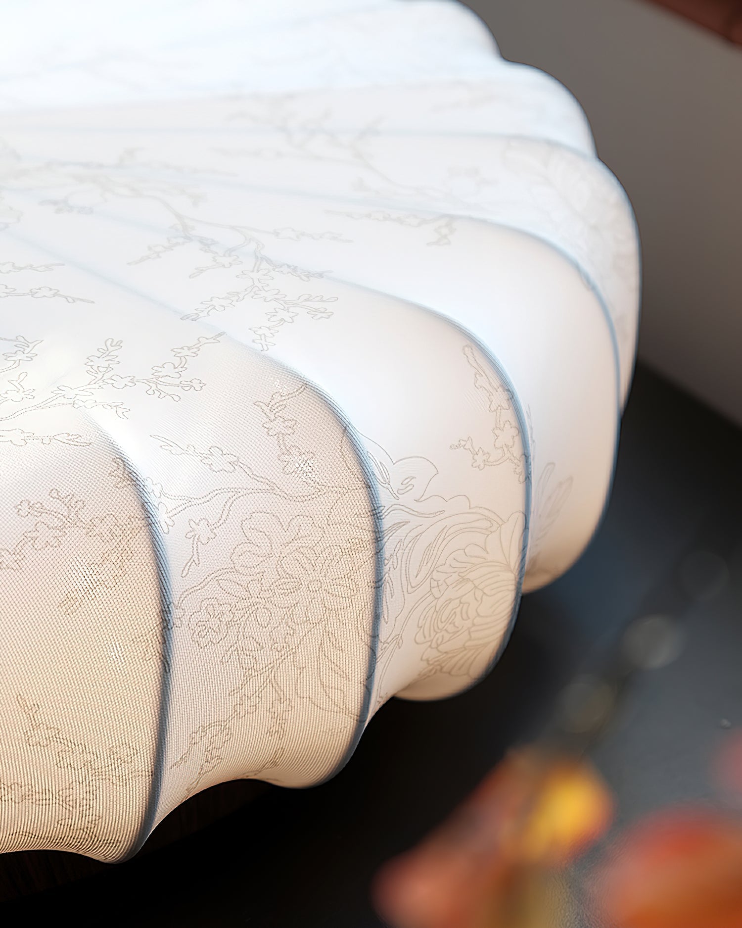 Ceiling Lamp Fabric Shade Pleated Lotus Shape Wooden Canopy - Neutralighting