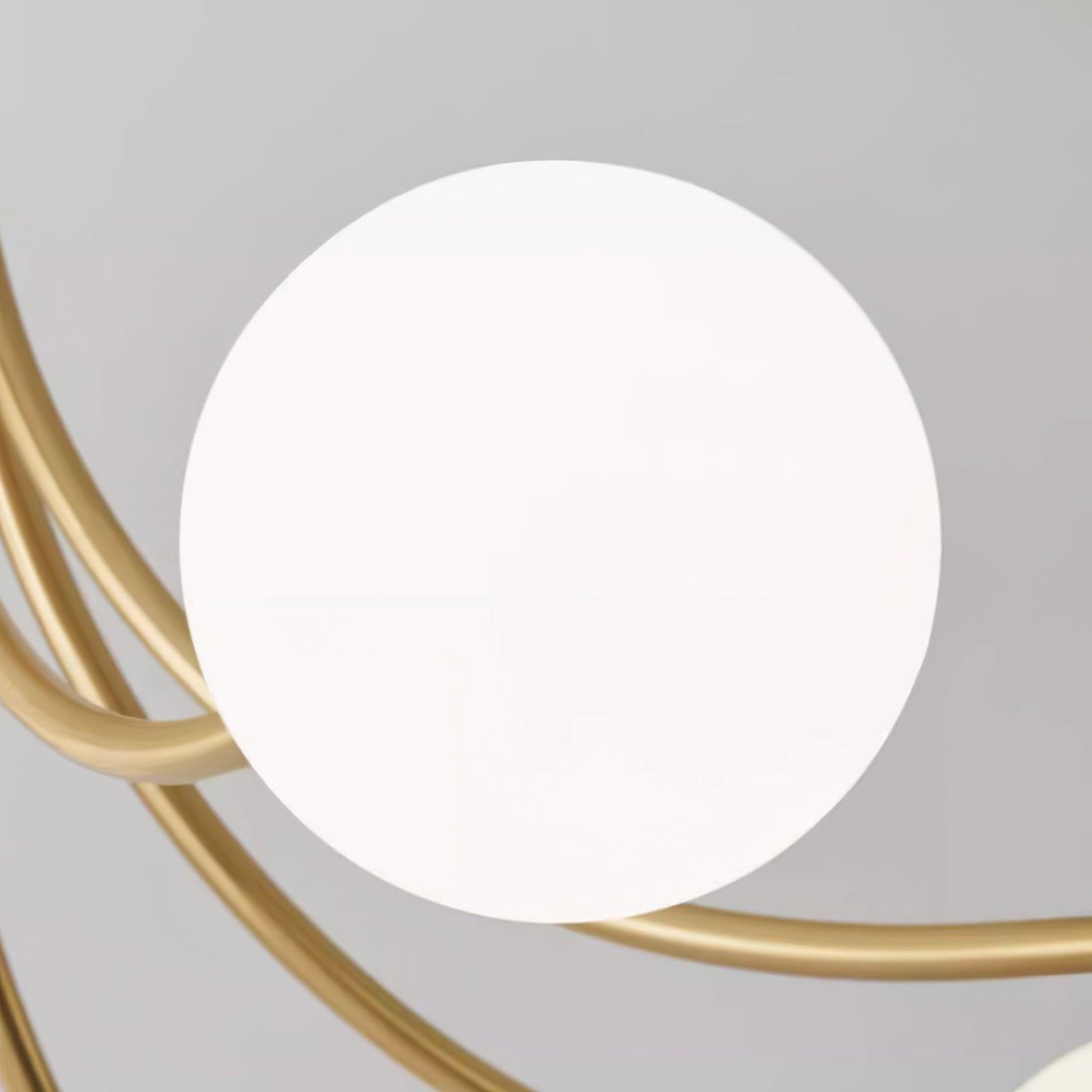 Ceiling Light Brass Branching Arms Opal Globe Shades Modern Elegant - Neutralighting