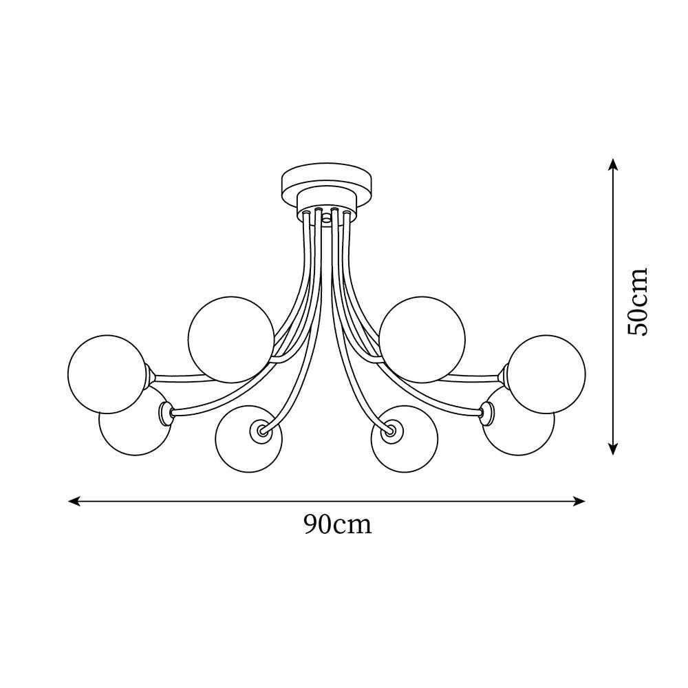 Ceiling Light Brass Branching Arms Opal Globe Shades Modern Elegant - Neutralighting