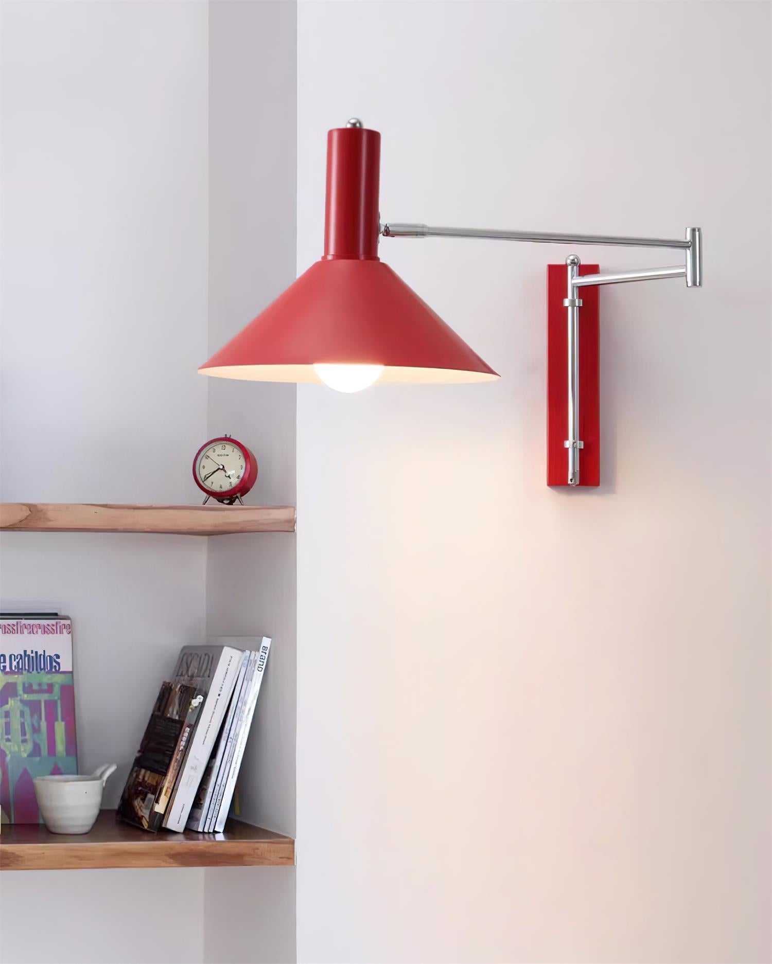 Wall Lamp Modern Adjustable Metal Arm Red Shade Reading Light - Neutralighting