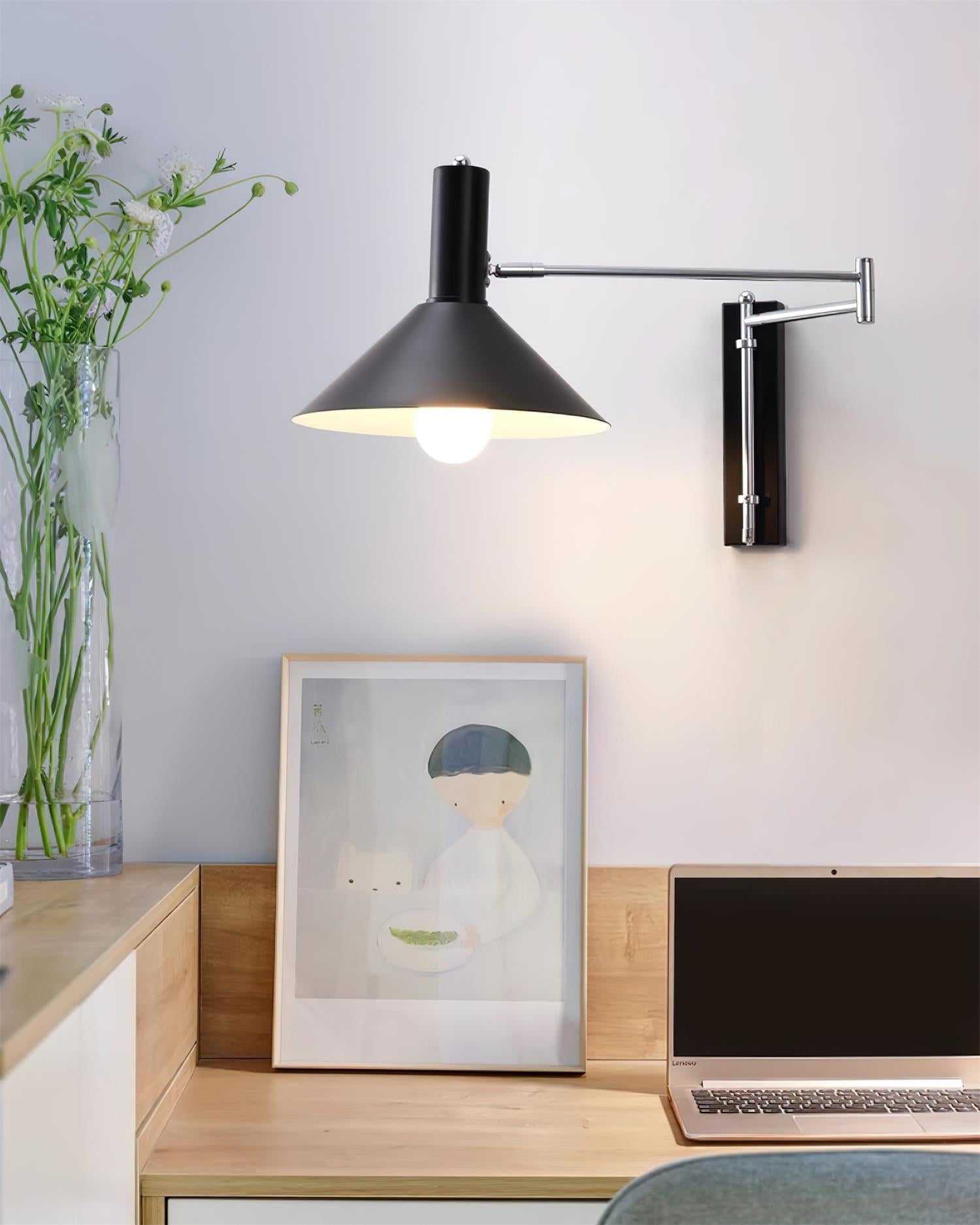 Wall Lamp Modern Adjustable Metal Arm Red Shade Reading Light - Neutralighting