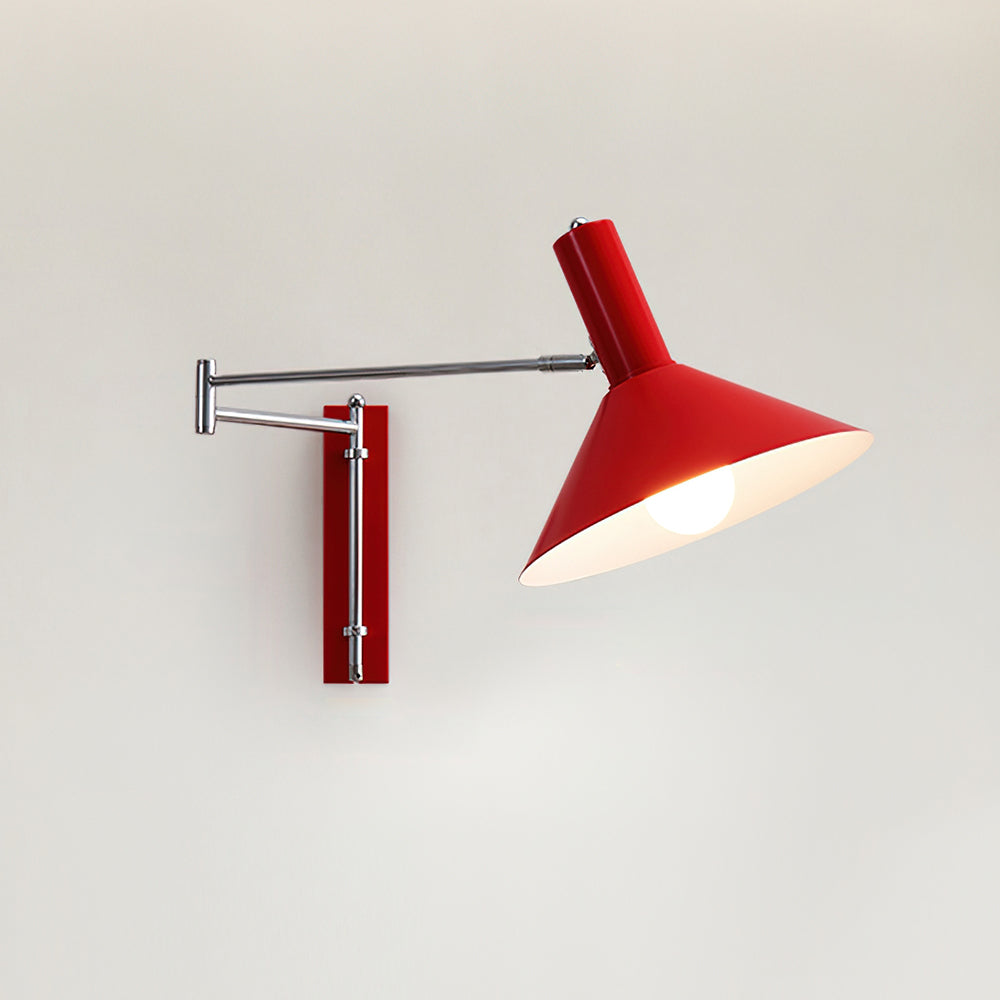 Wall Lamp Modern Adjustable Metal Arm Red Shade Reading Light - Neutralighting