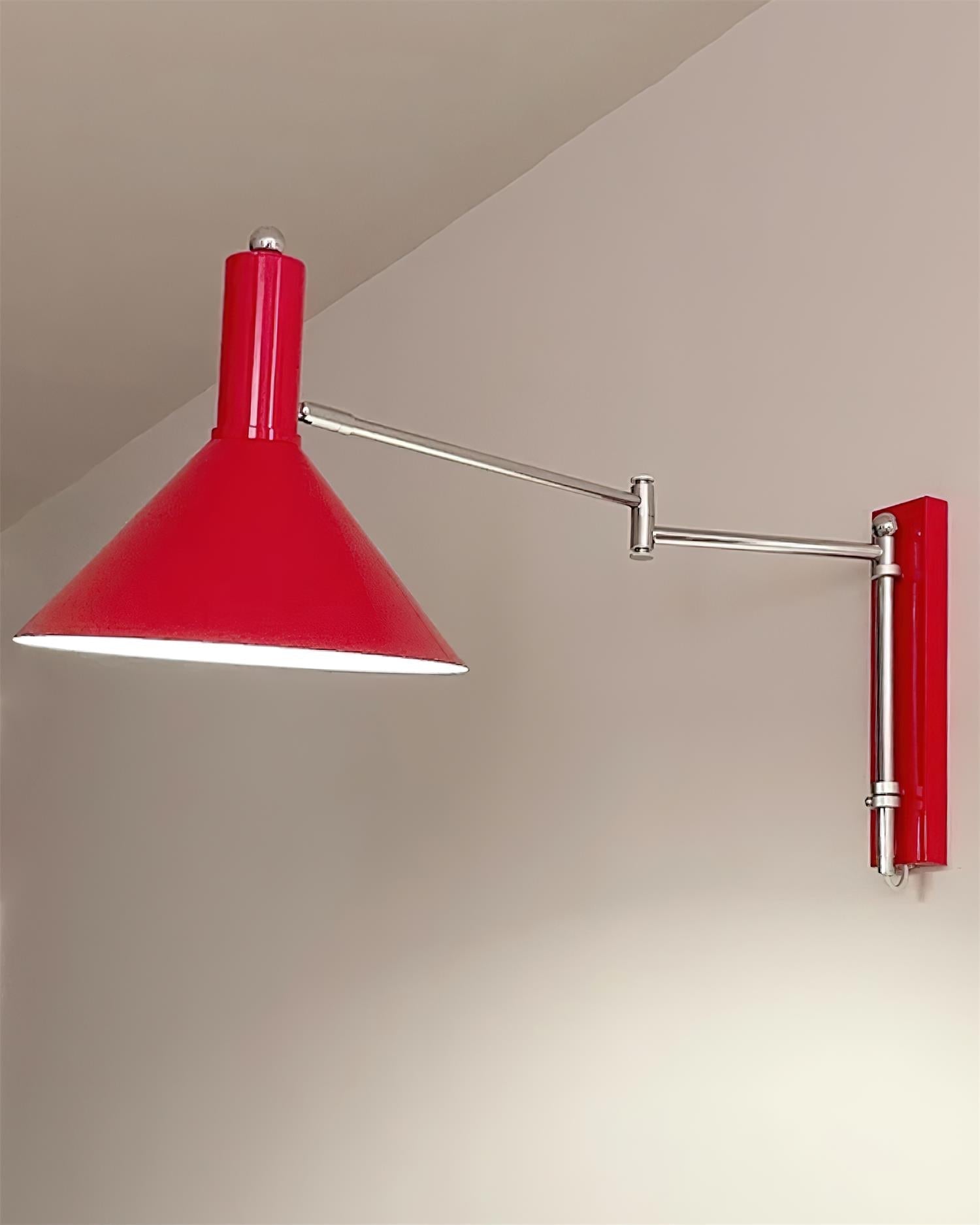 Wall Lamp Modern Adjustable Metal Arm Red Shade Reading Light - Neutralighting