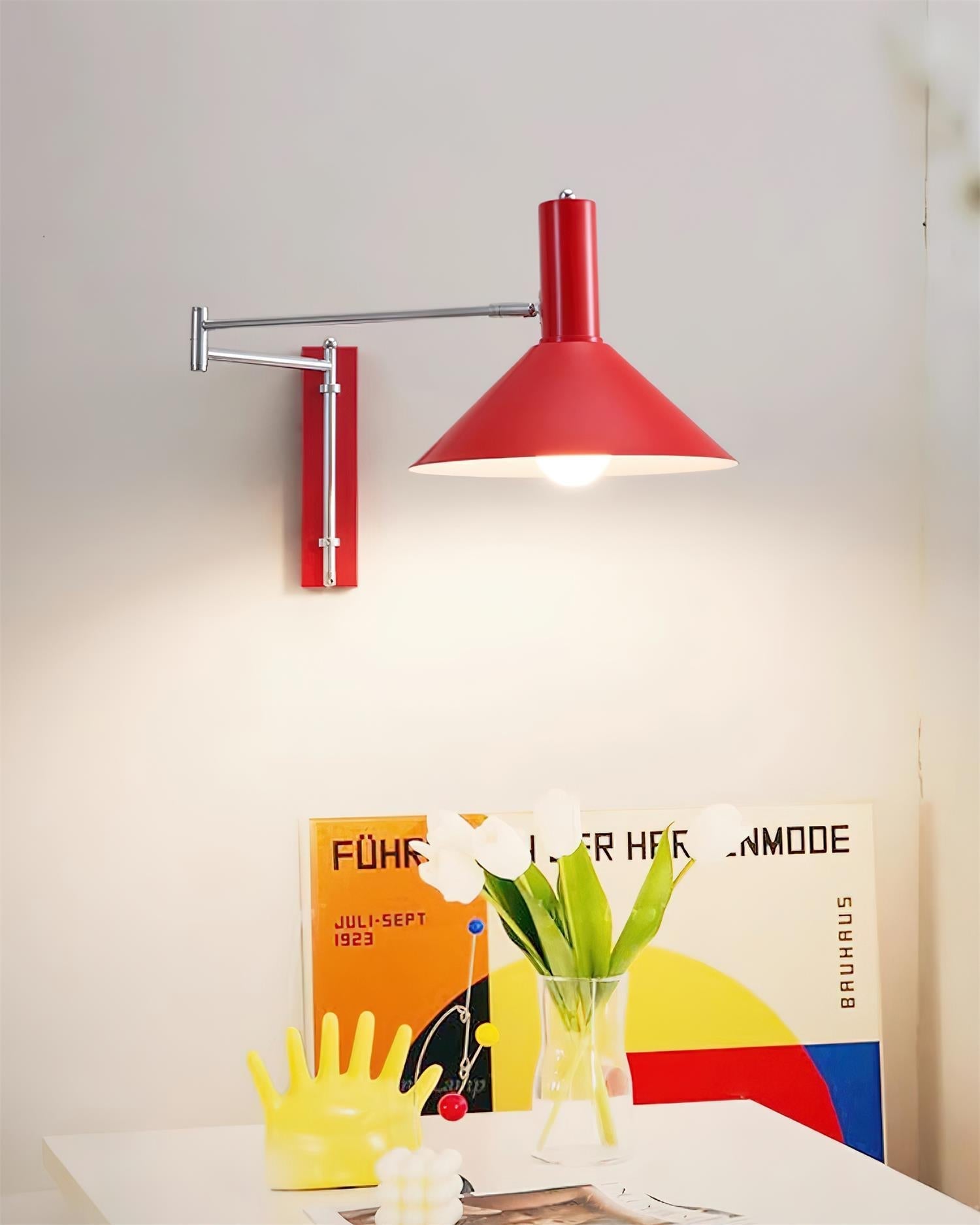 Wall Lamp Modern Adjustable Metal Arm Red Shade Reading Light - Neutralighting