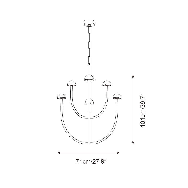 Pedra Chandelier Alabaster Minimalist Arc Geometry - Neutralighting