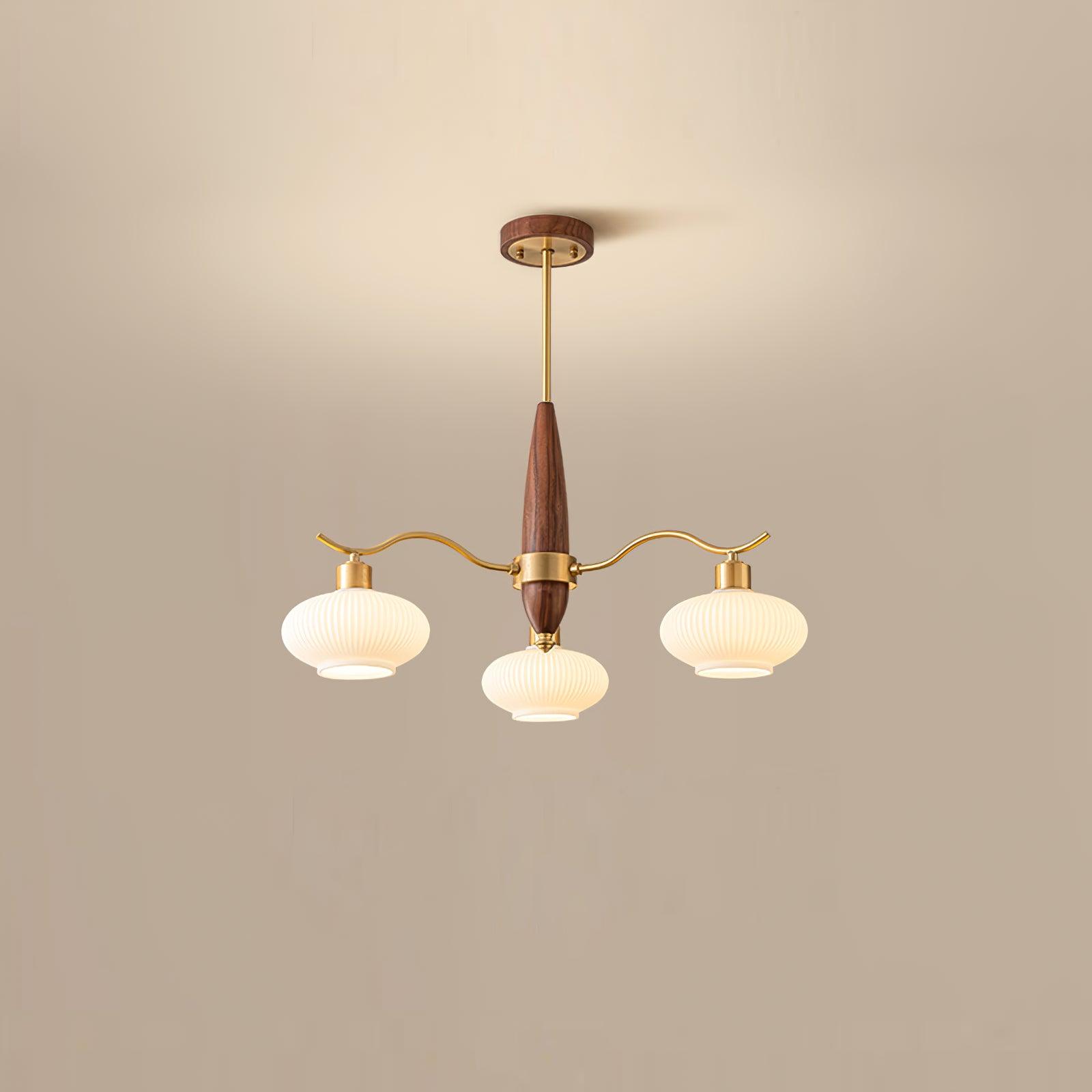 Cavien Brass and Walnut Chandelier - Neutralighting