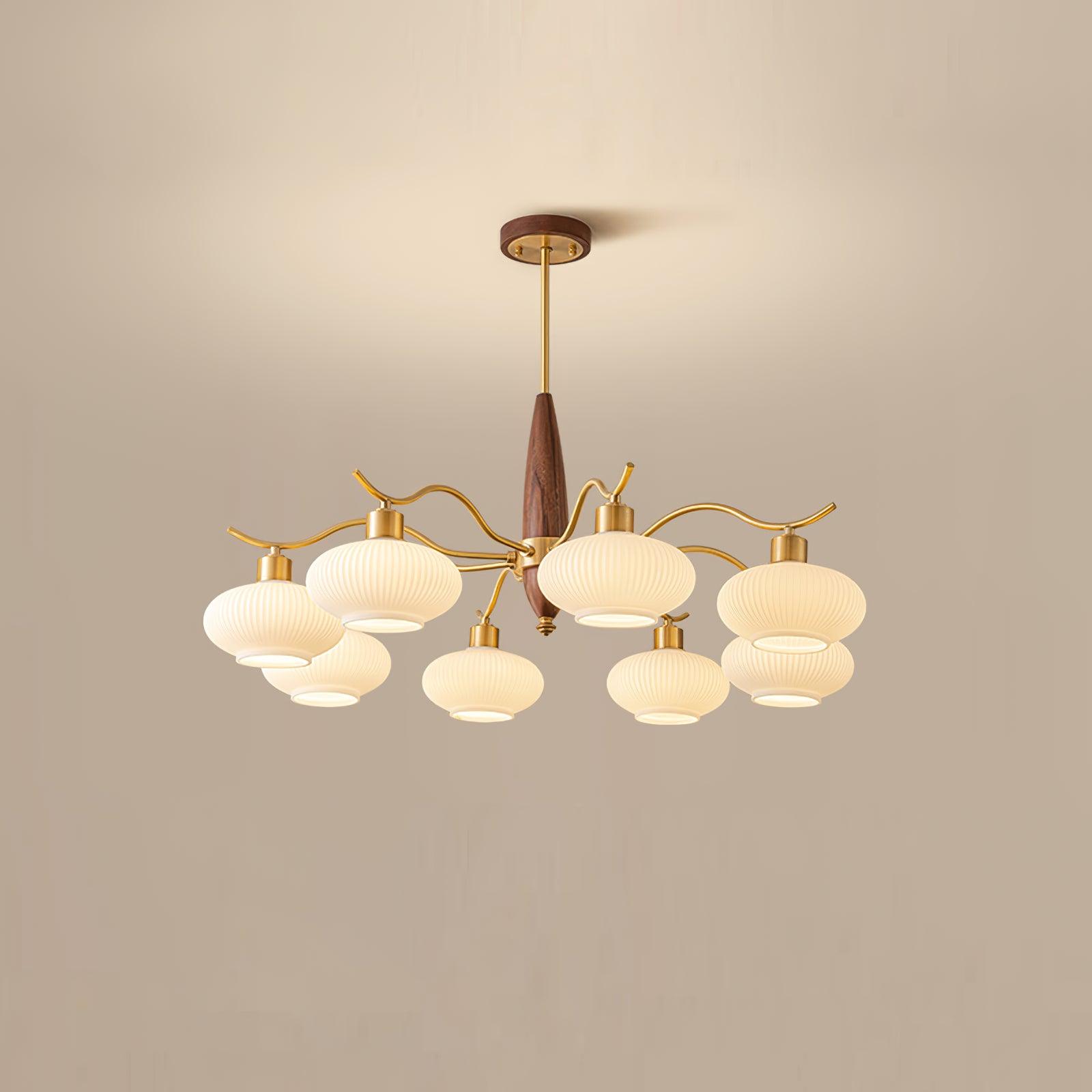 Cavien Brass and Walnut Chandelier - Neutralighting