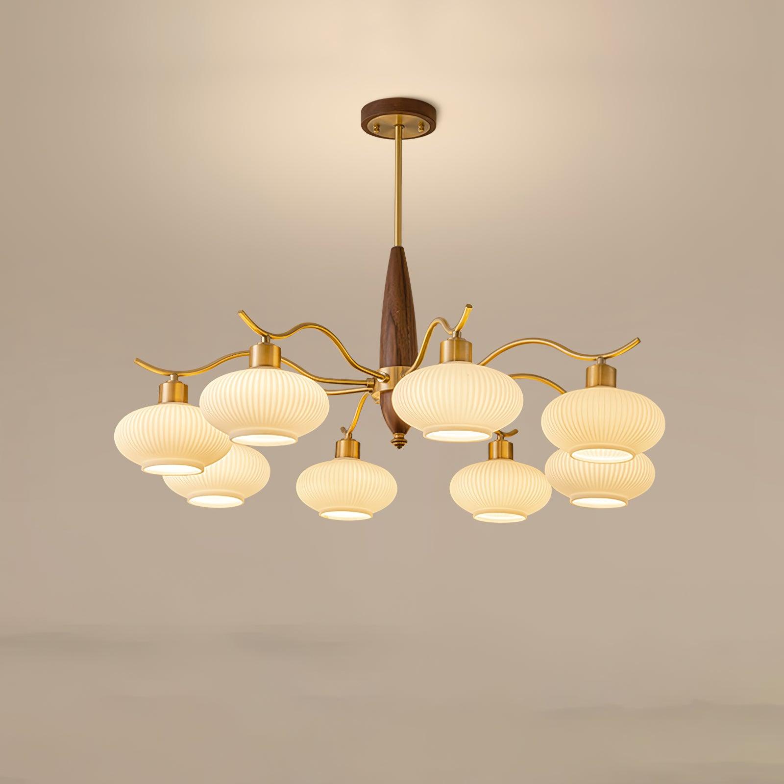 Cavien Brass and Walnut Chandelier - Neutralighting