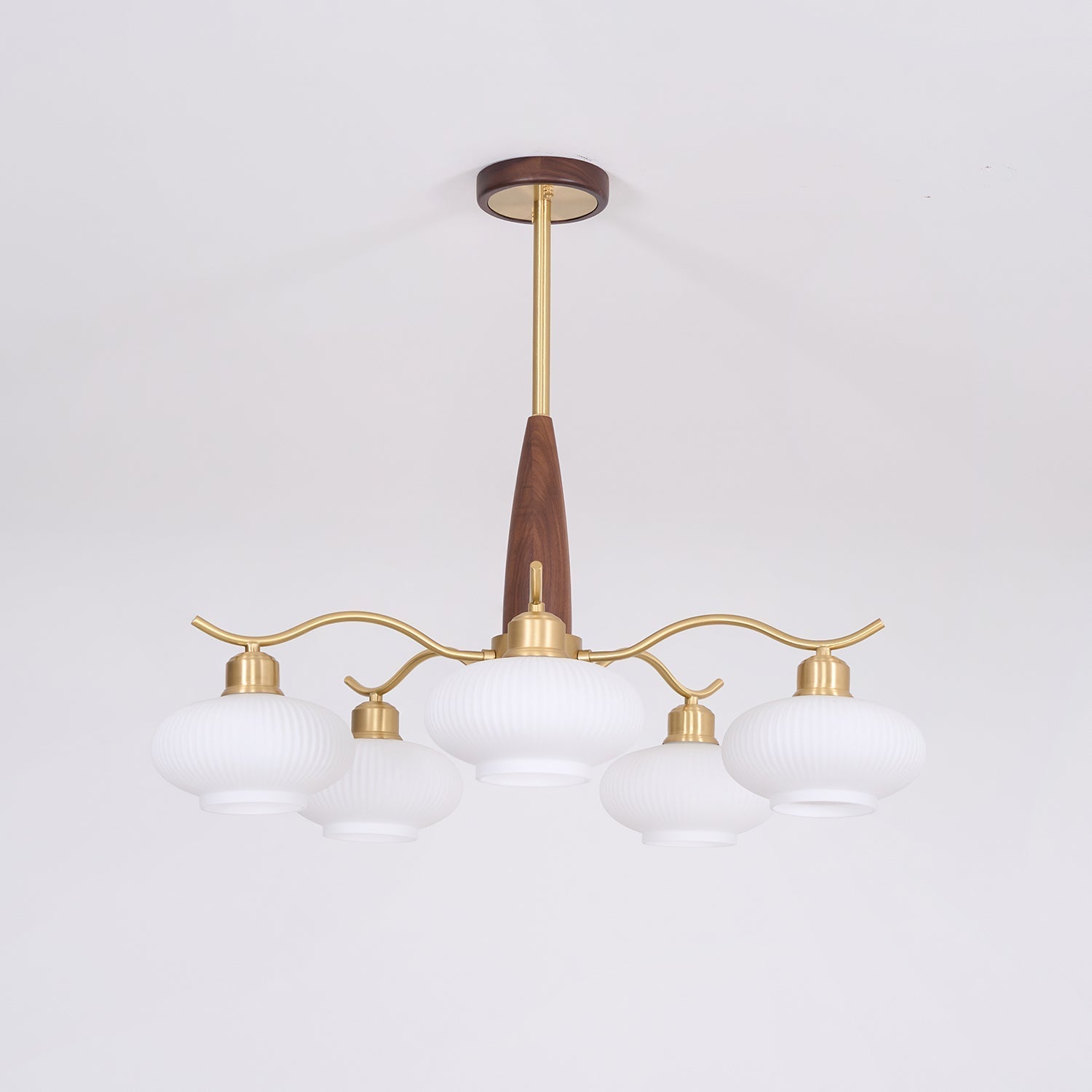 Cavien Brass and Walnut Chandelier - Neutralighting