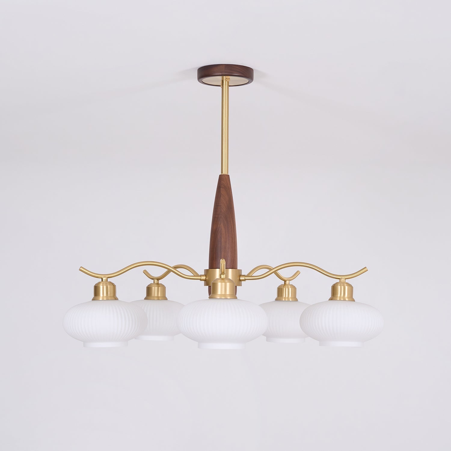 Cavien Brass and Walnut Chandelier - Neutralighting