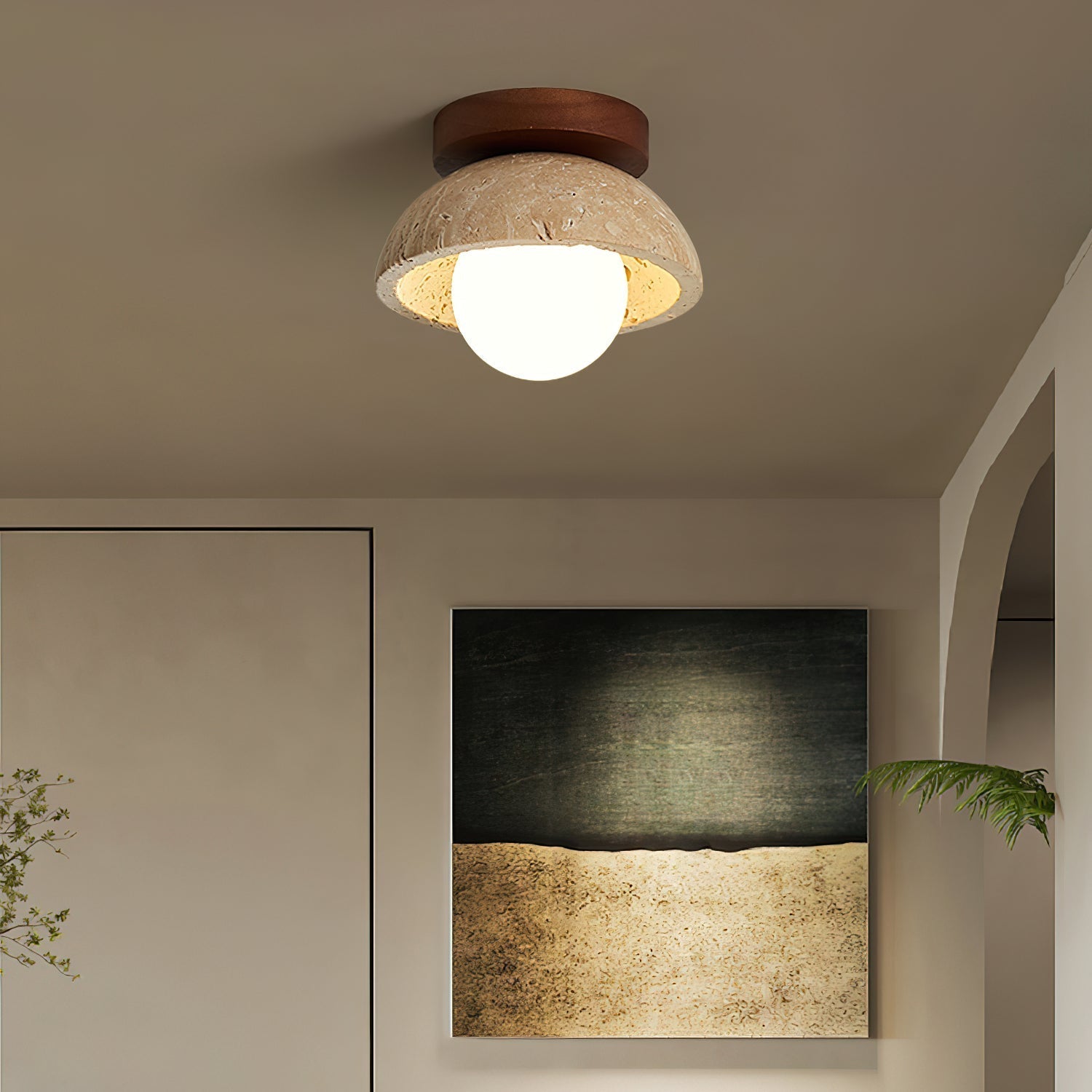 Ritta Minimalist Travertine Ceiling Light - Neutralighting