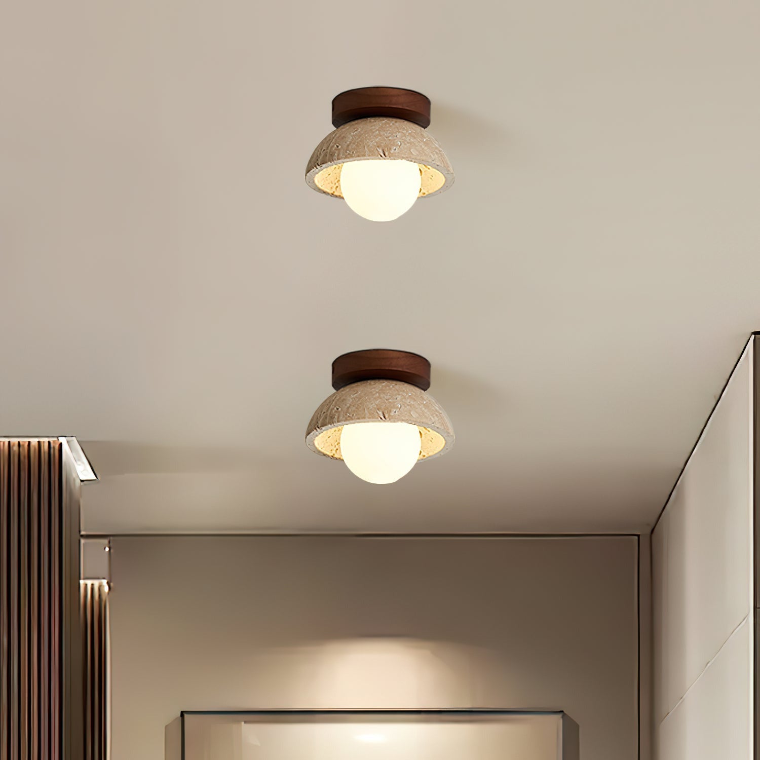 Ritta Minimalist Travertine Ceiling Light - Neutralighting
