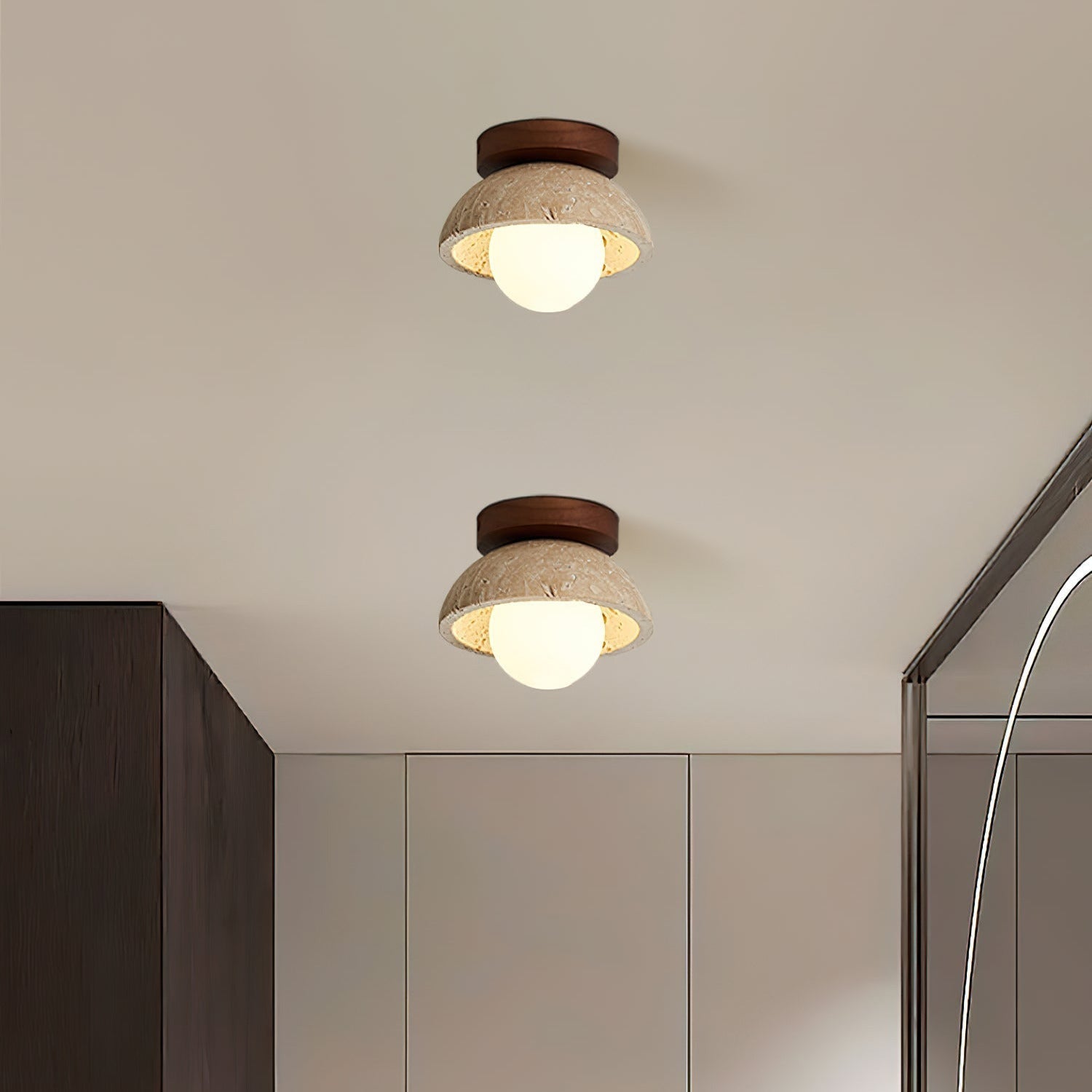 Ritta Minimalist Travertine Ceiling Light - Neutralighting