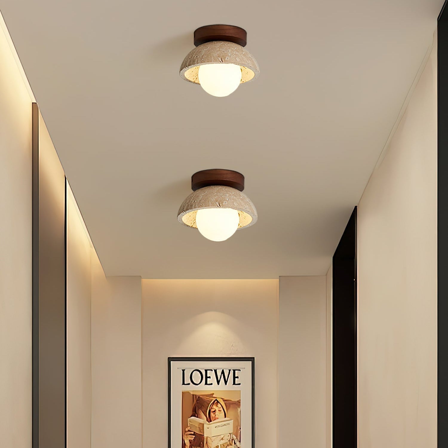 Ritta Minimalist Travertine Ceiling Light - Neutralighting
